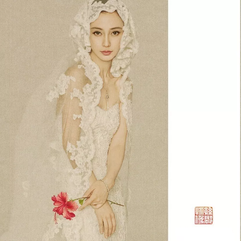 畫家孫郡工筆人物畫《Angelababy（楊穎）》