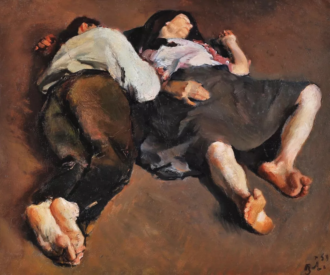 油畫大師巴巴作品《酣睡》1959年布面油畫100X120cm蒂米什瓦拉藝術(shù)博物館藏