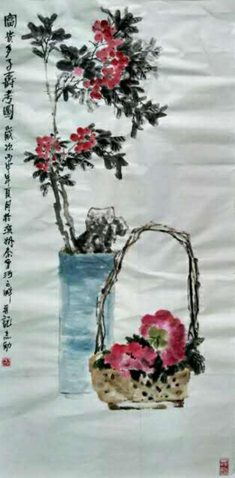 何志勇國畫作品《【富貴多子壽圖】作者何志勇》【圖0】