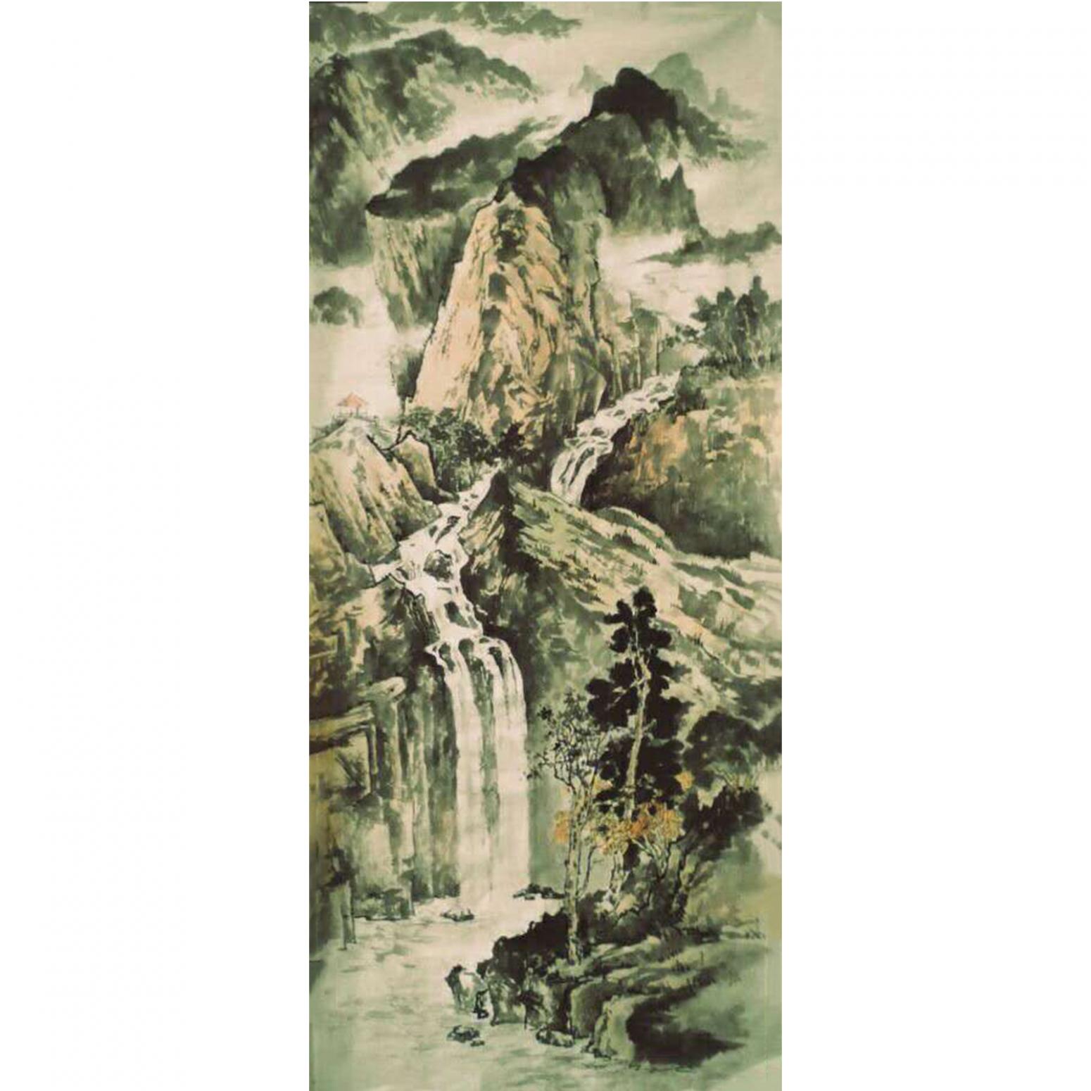 何志勇國畫作品《【流水圖】作者何志勇》