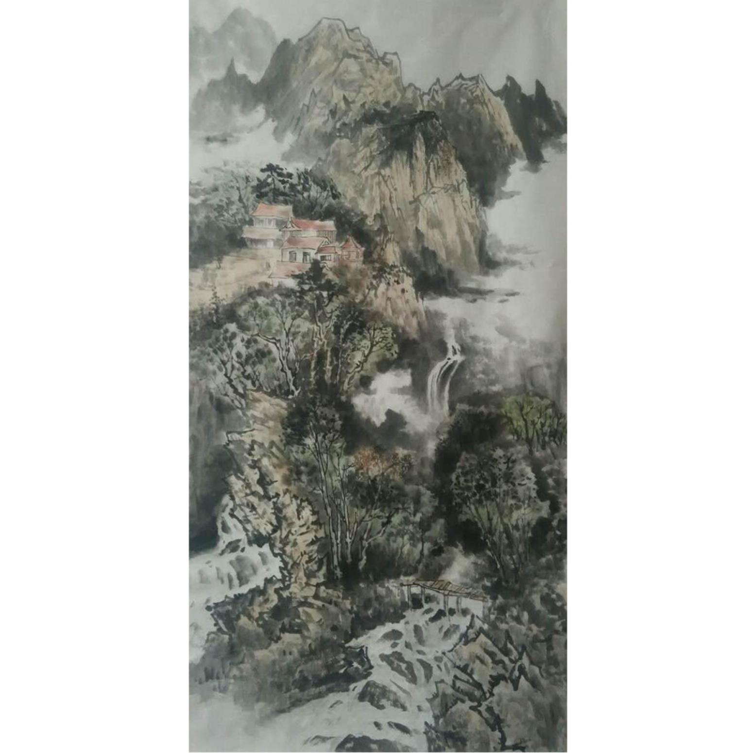 何志勇國畫作品《【潺潺細(xì)流】作者何志勇》