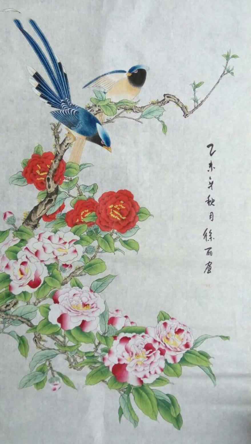 林麗姐國畫作品《【兩鳥鳴春】作者林麗姐》【圖0】