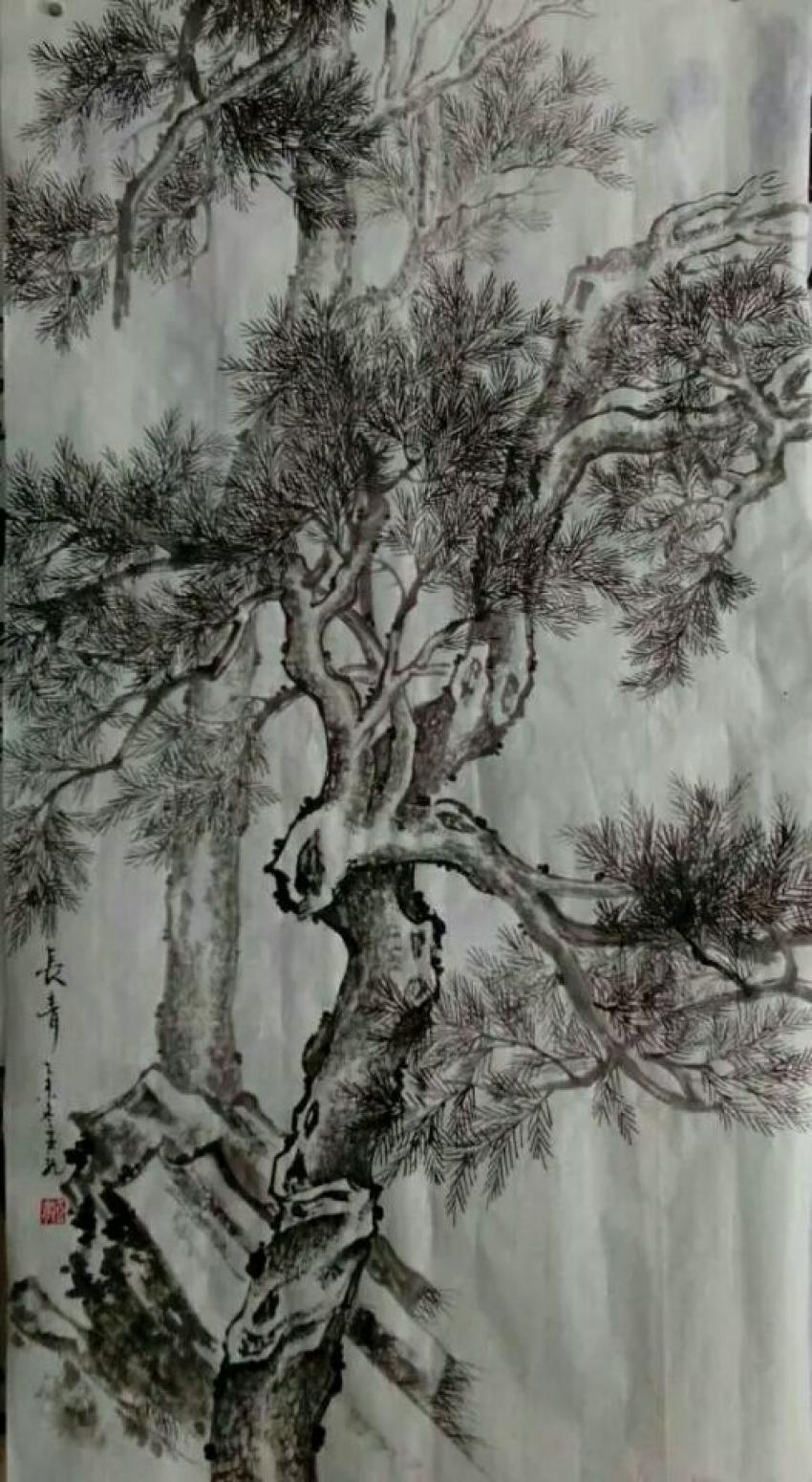 陳亞龍國畫作品《【長青樹】作者陳亞龍》【圖0】