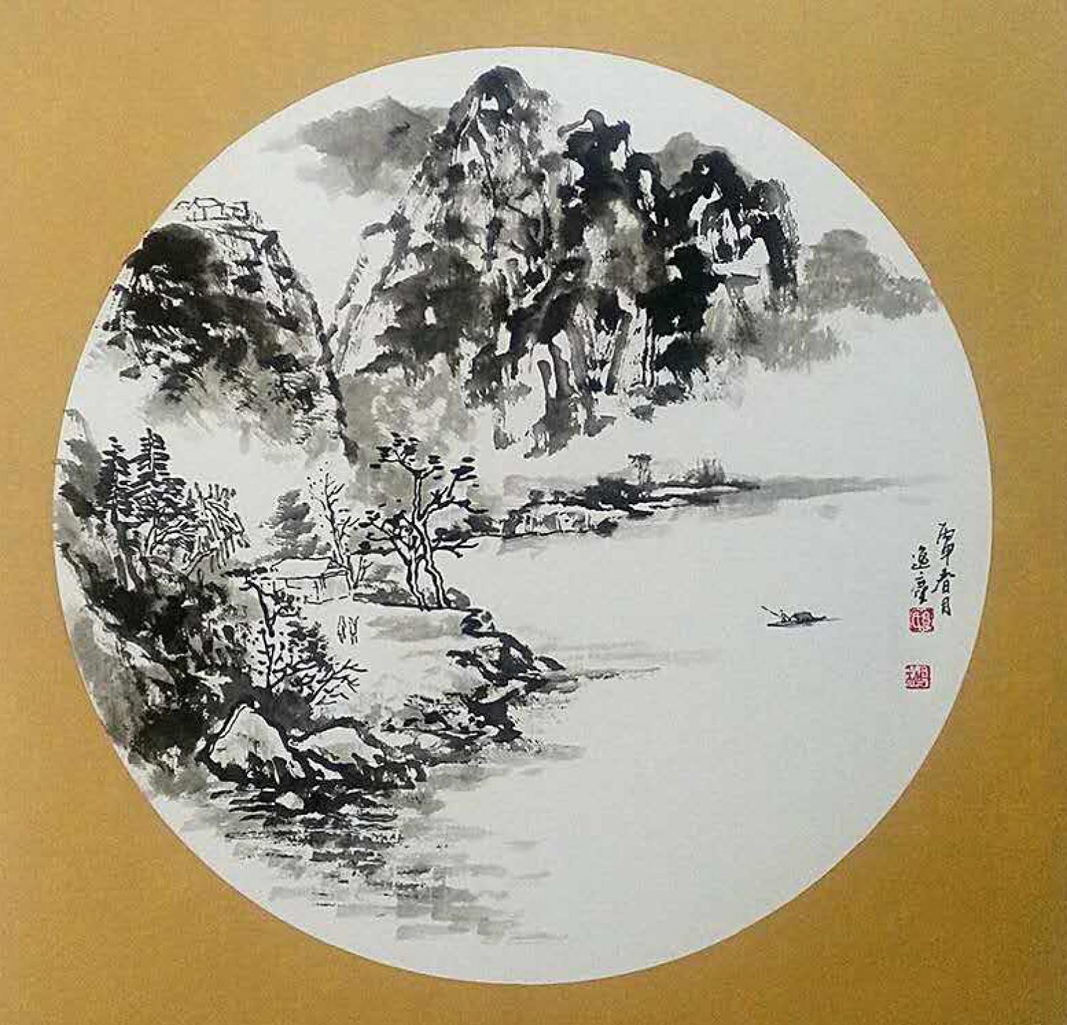 高勇利國(guó)畫作品《【泛舟】作者高勇利》【圖0】