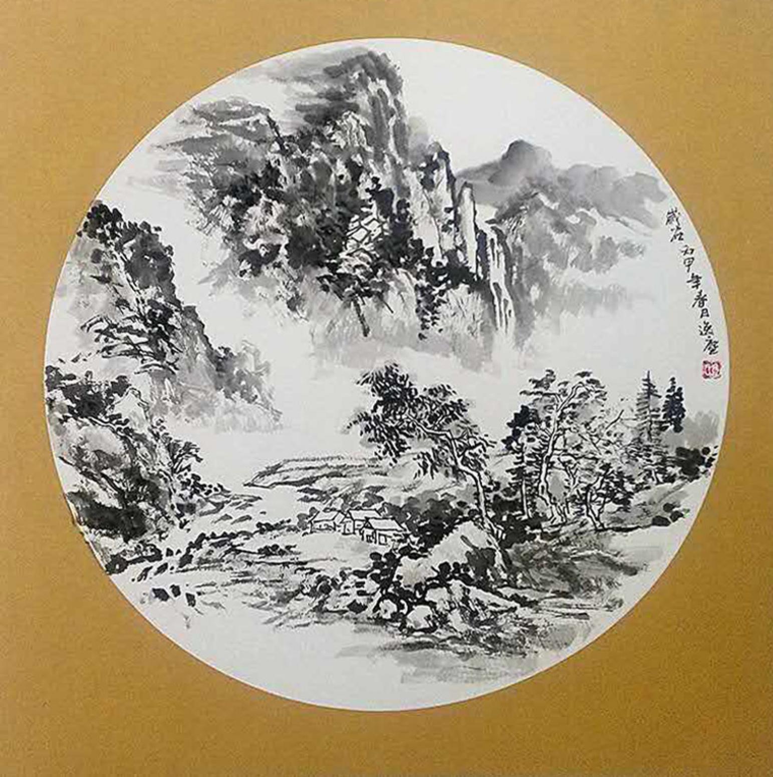 高勇利國畫作品《【山下小屋】作者高勇利》【圖0】