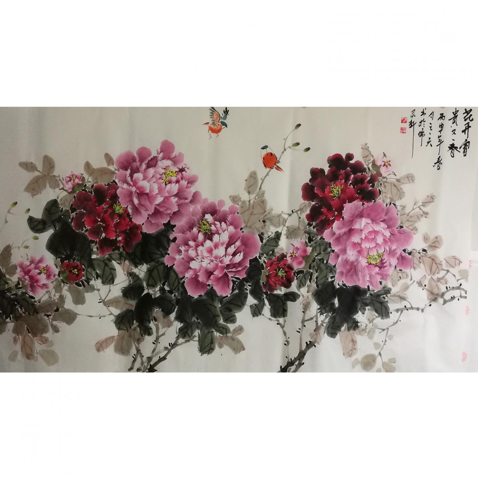 王長泉國畫作品《花開富貴》