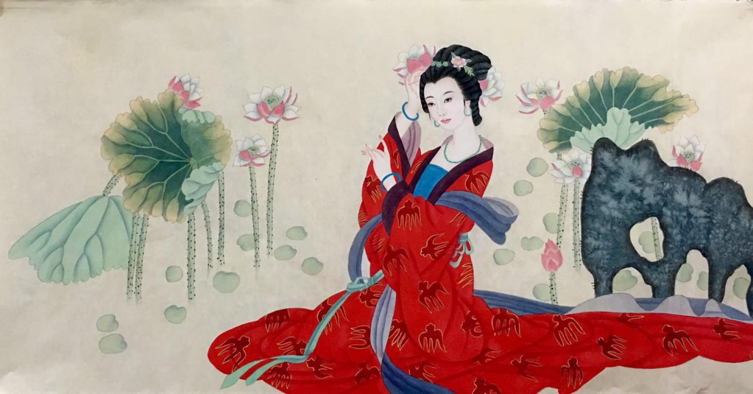 姜進清國畫作品《【戴花】作者姜進清》【圖0】