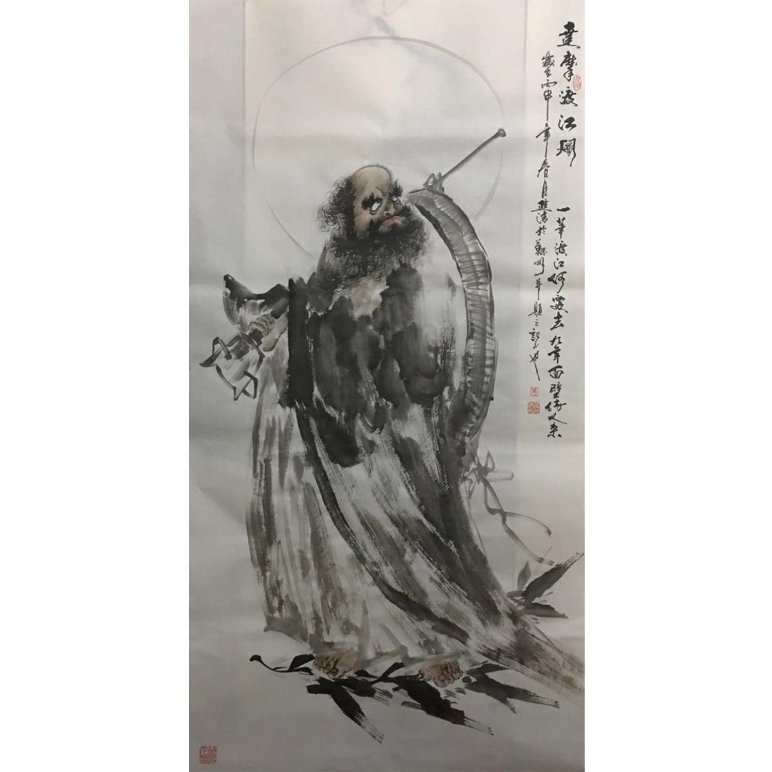 姜進(jìn)清國(guó)畫作品《【達(dá)摩渡江圖】作者姜進(jìn)清》