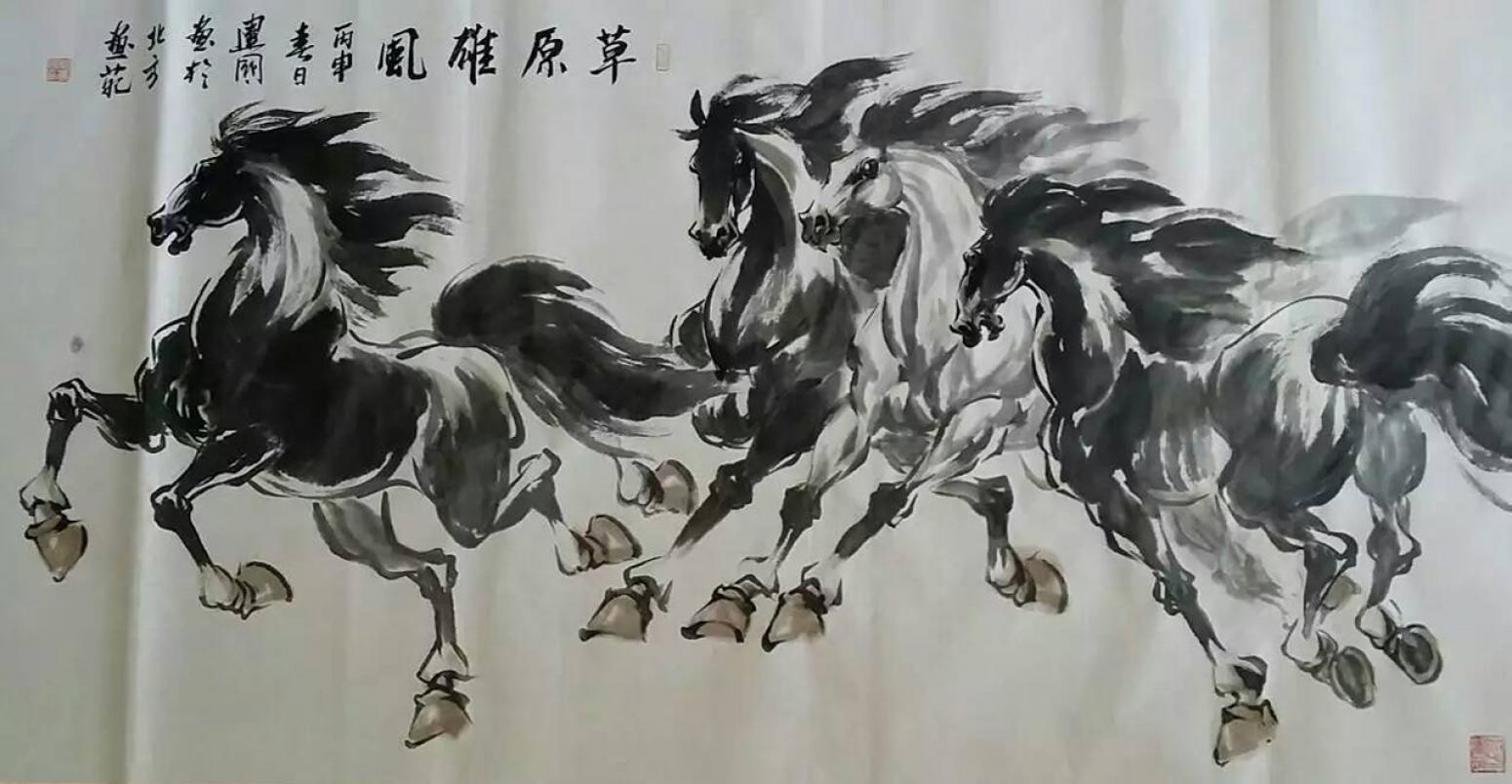 劉建國國畫作品《【草原雄風(fēng)】作者劉建國》【圖0】