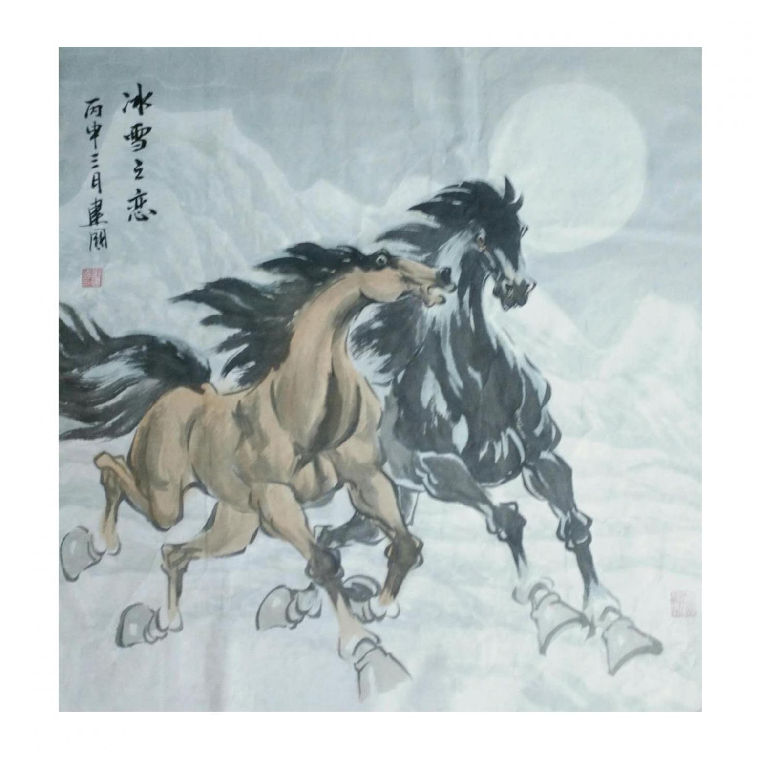 劉建國國畫作品《【冰雪之戀】作者劉建國》