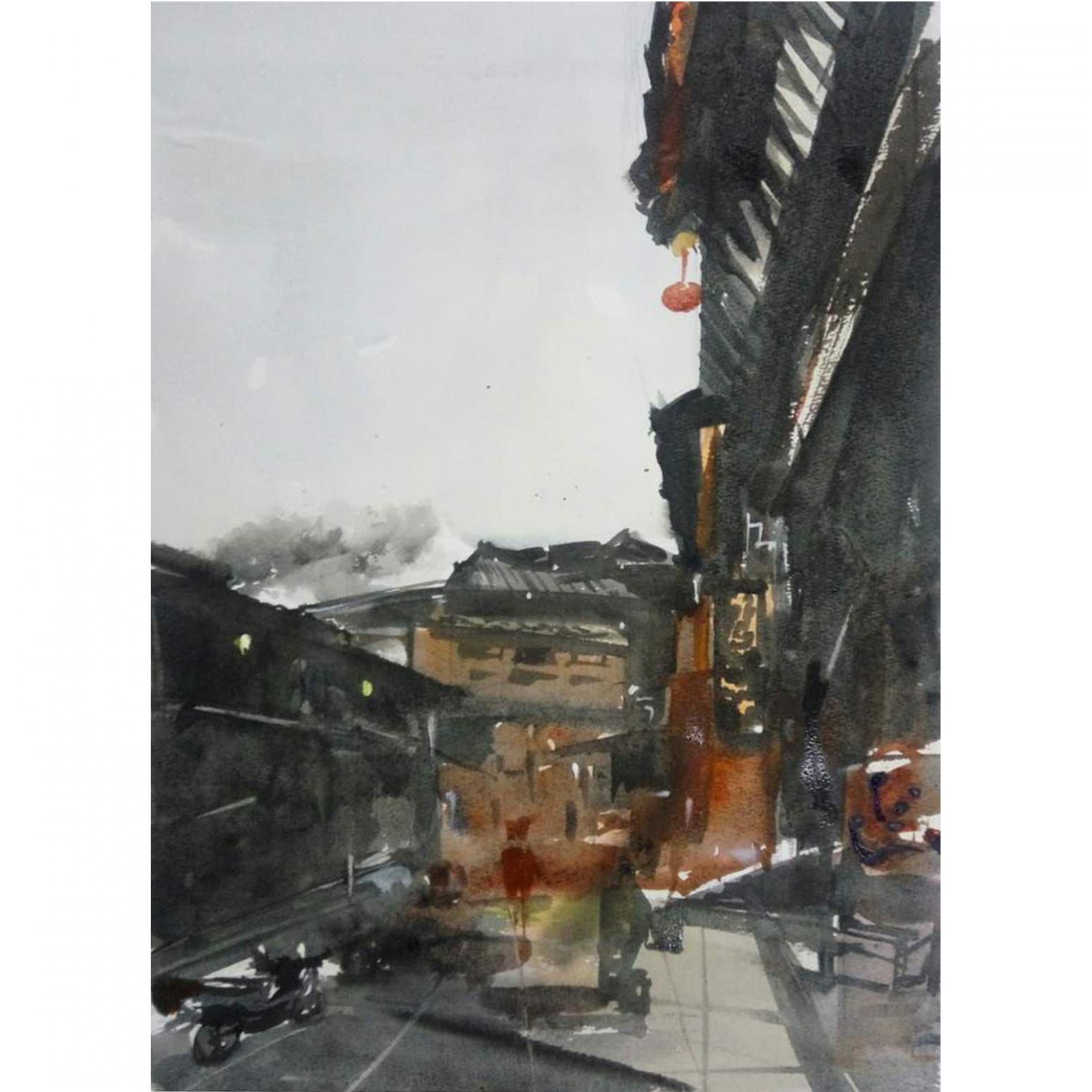 王濤油畫作品《【老胡同】作者王濤》