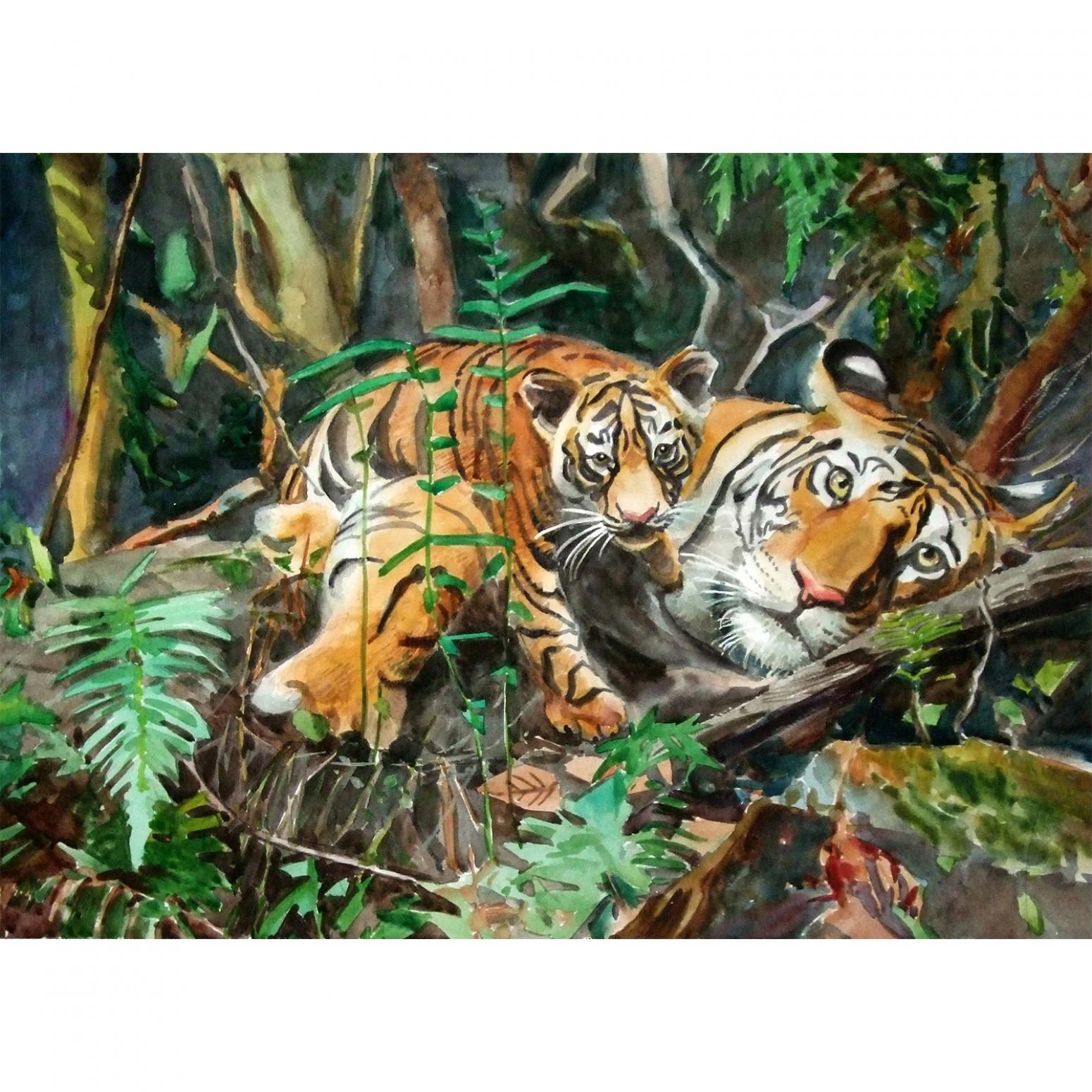 楊陽國畫作品《【女王與王子】作者楊陽》