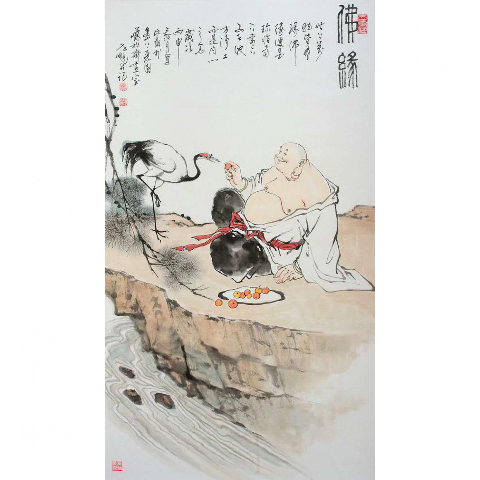 竇世魁國(guó)畫(huà)作品《人物畫(huà)-佛緣》