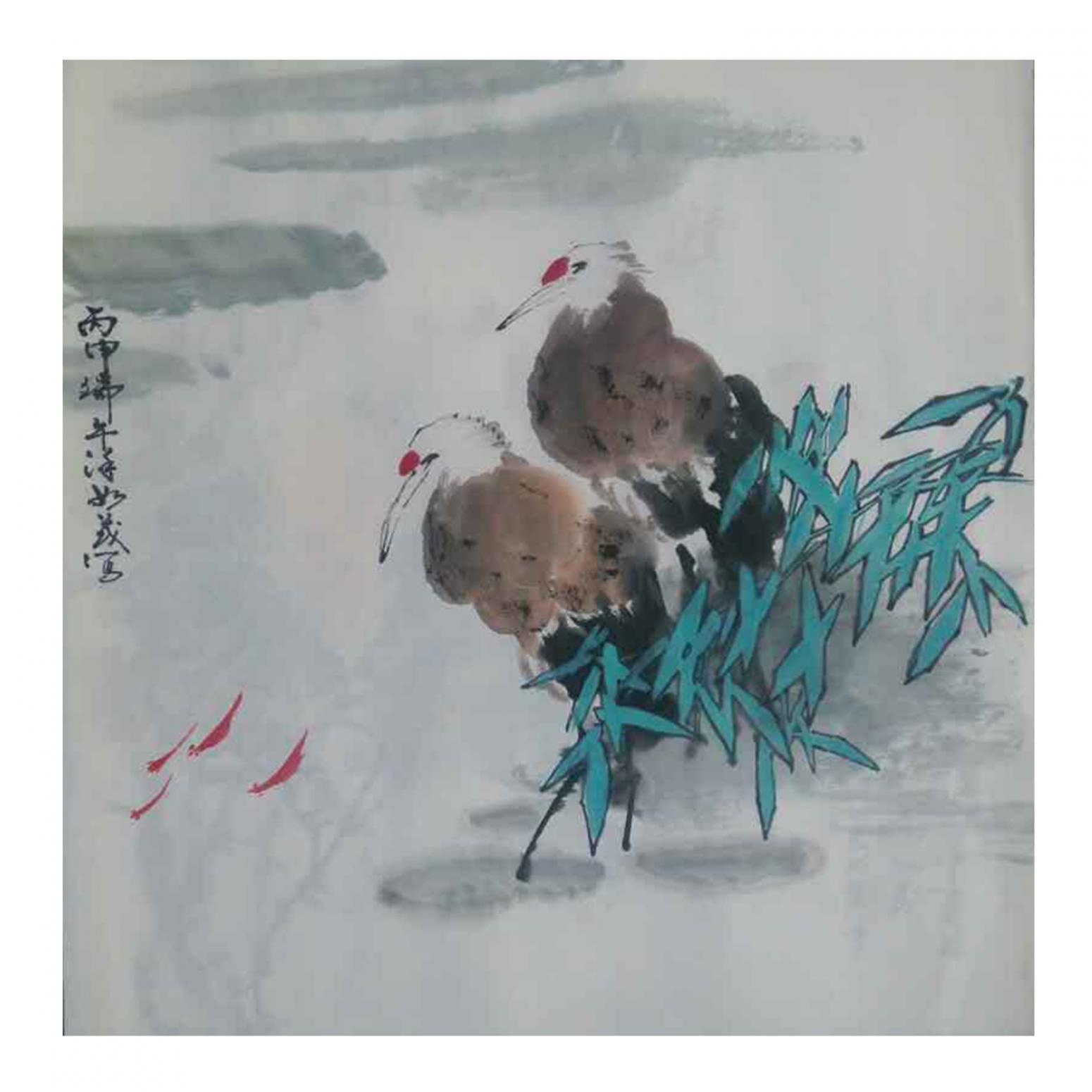 徐如茂國畫作品《【游蝦】作者徐如茂》