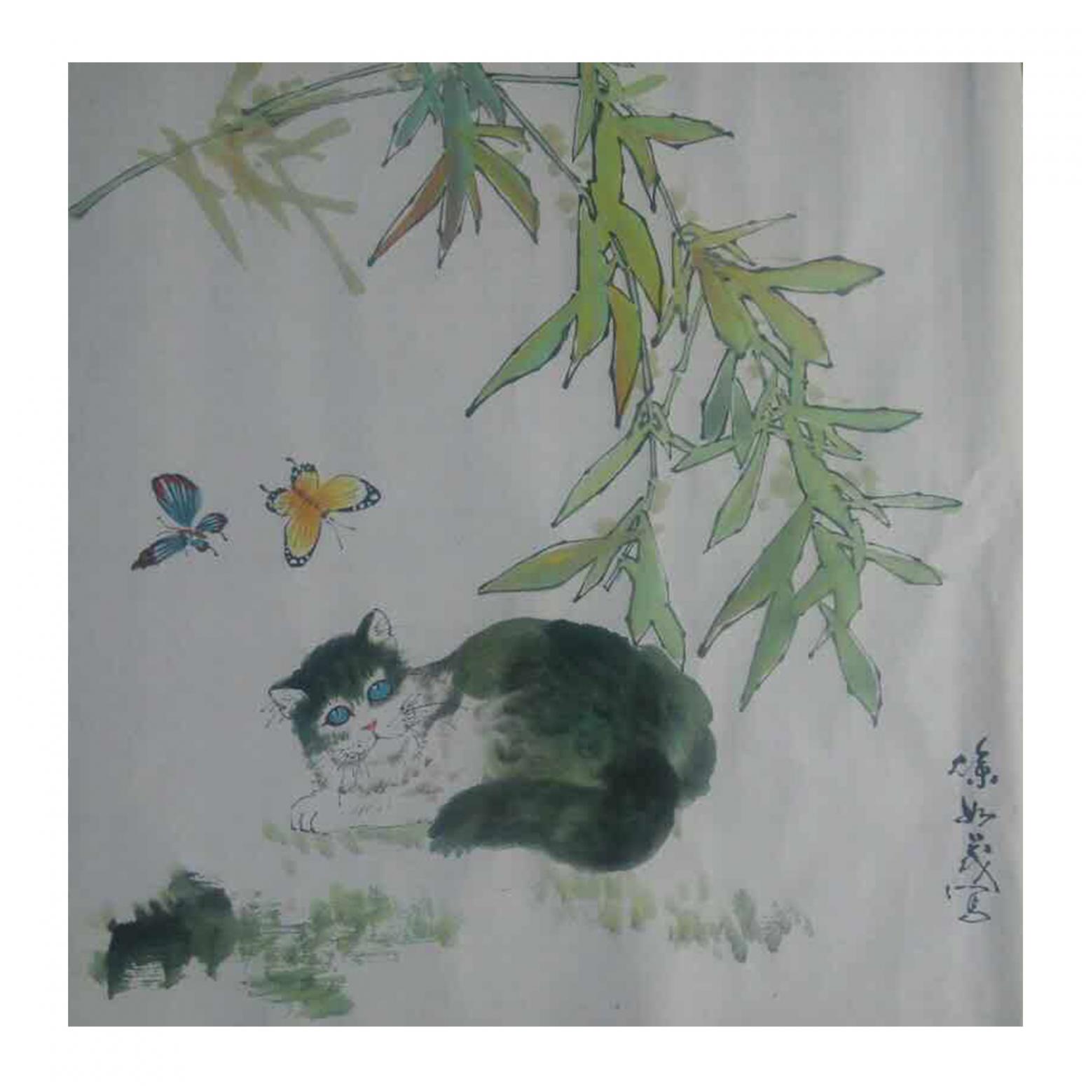 徐如茂國(guó)畫(huà)作品《【迎蝶】作者徐如茂》