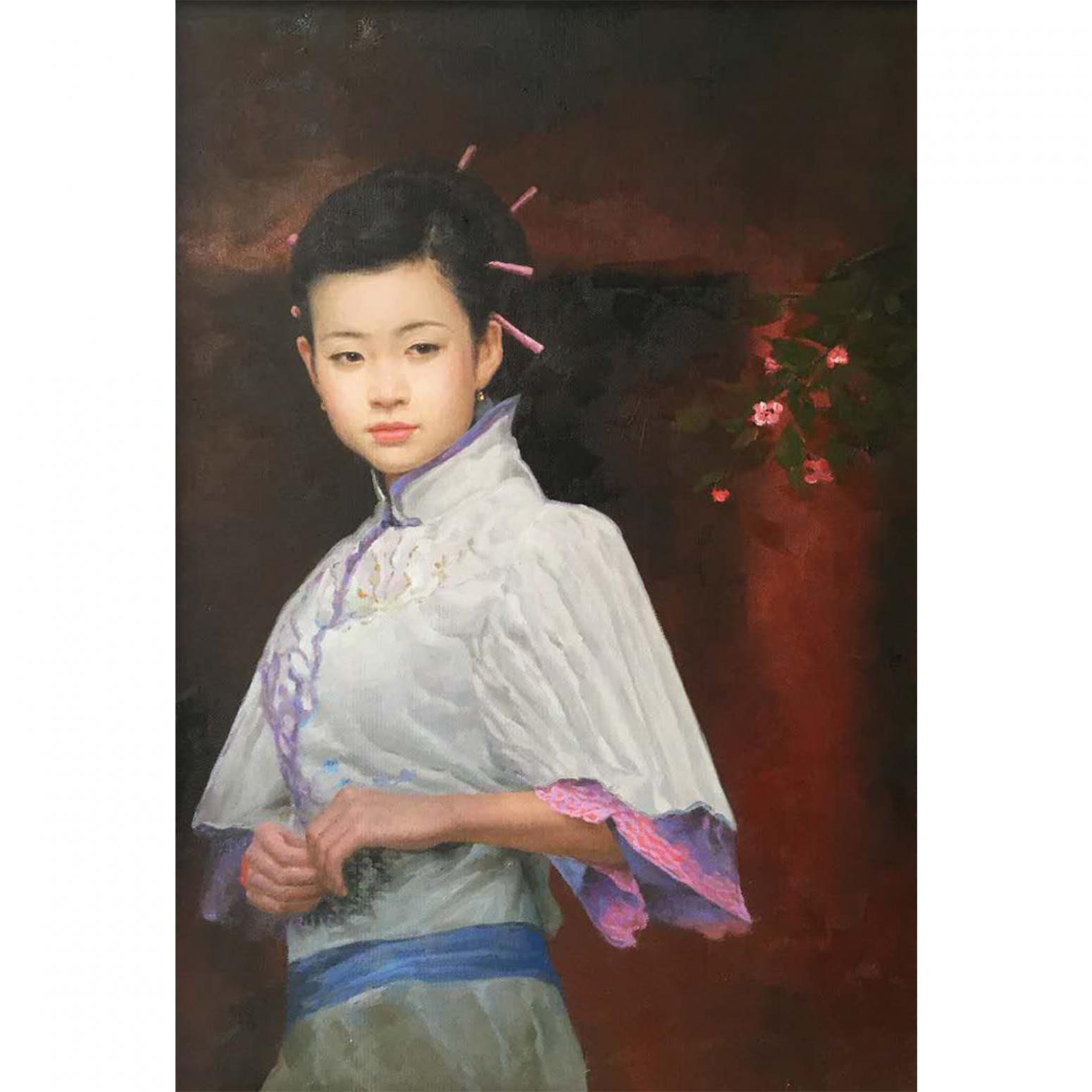 周海波油畫作品《【墻外】作者周海波》