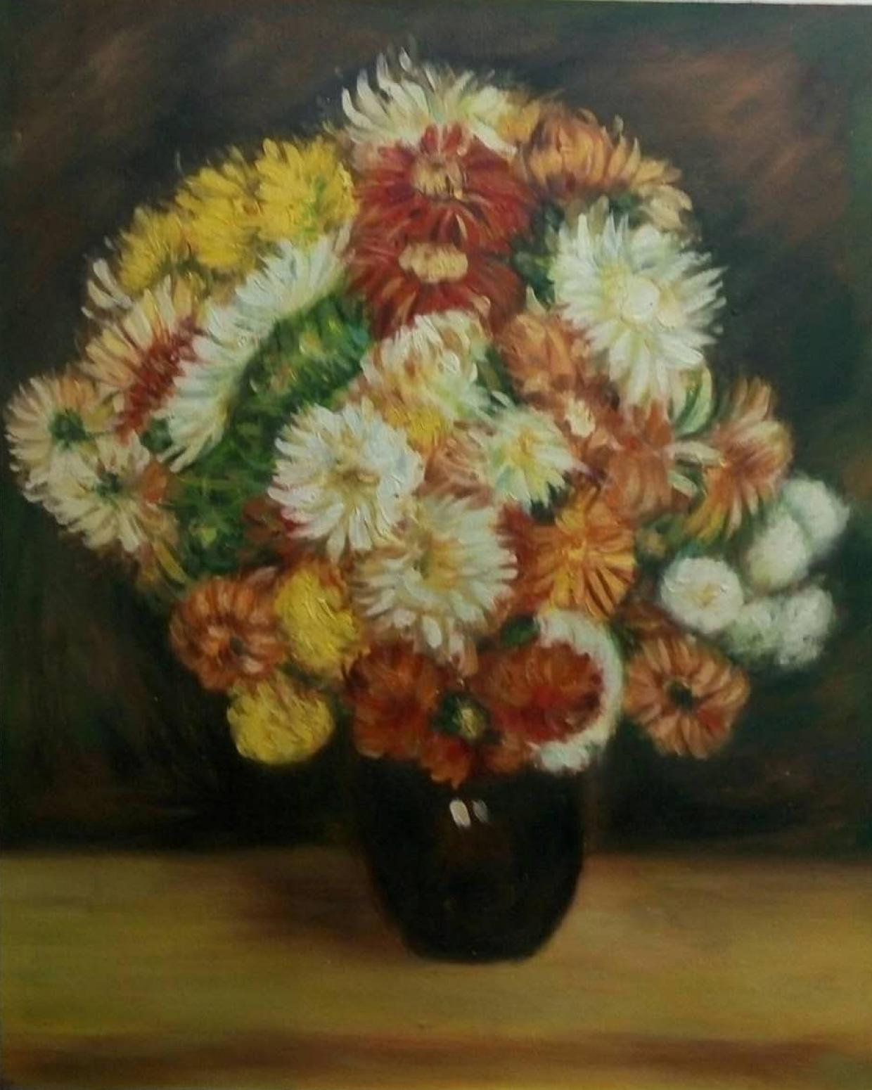 韋振華油畫作品《【菊花】作者韋振華 臨摹》【圖0】