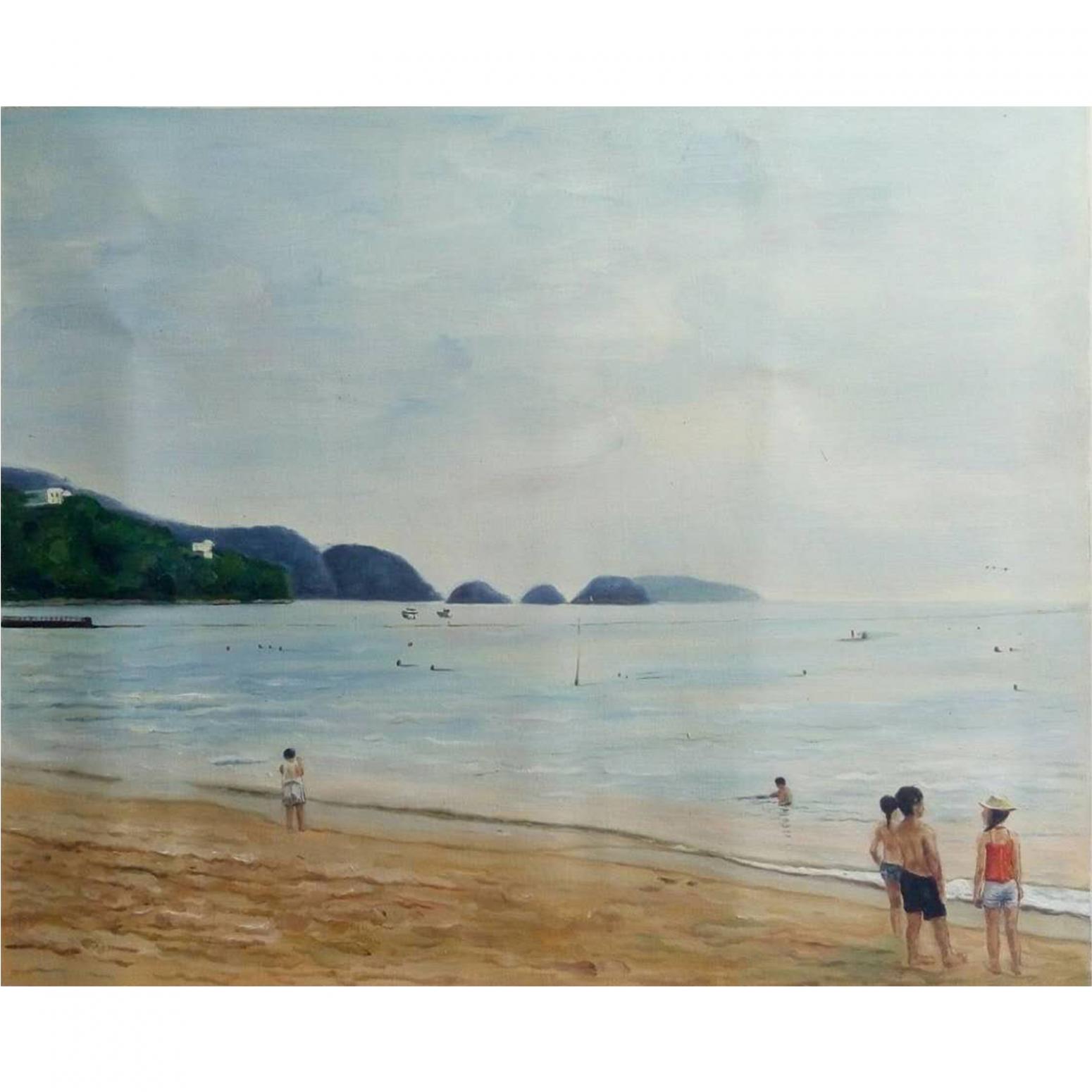韋振華油畫作品《【香港淺水灣】作者韋振華 臨摹》