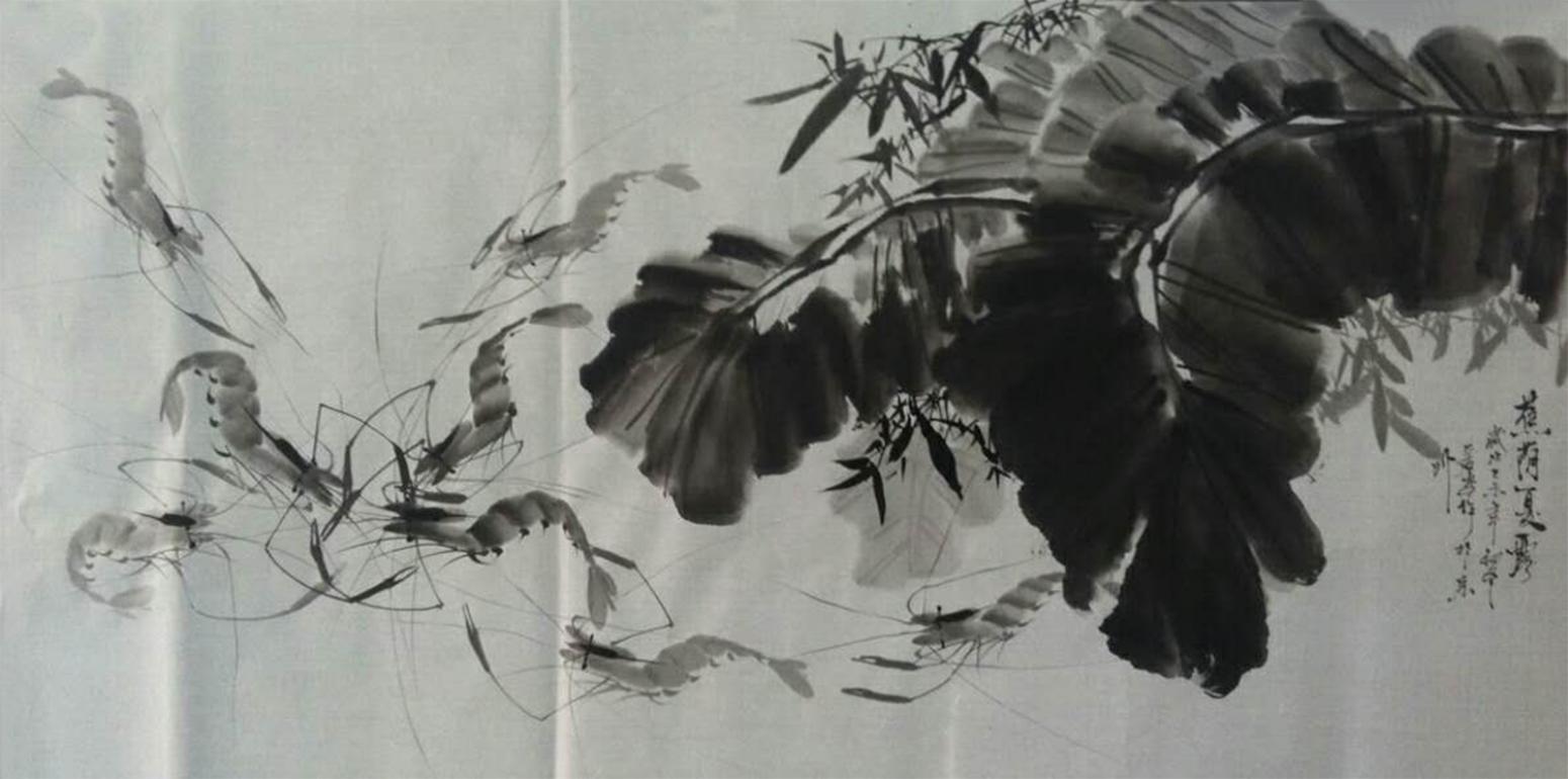 周居安國(guó)畫作品《【水墨游蝦】作者周居安》【圖0】