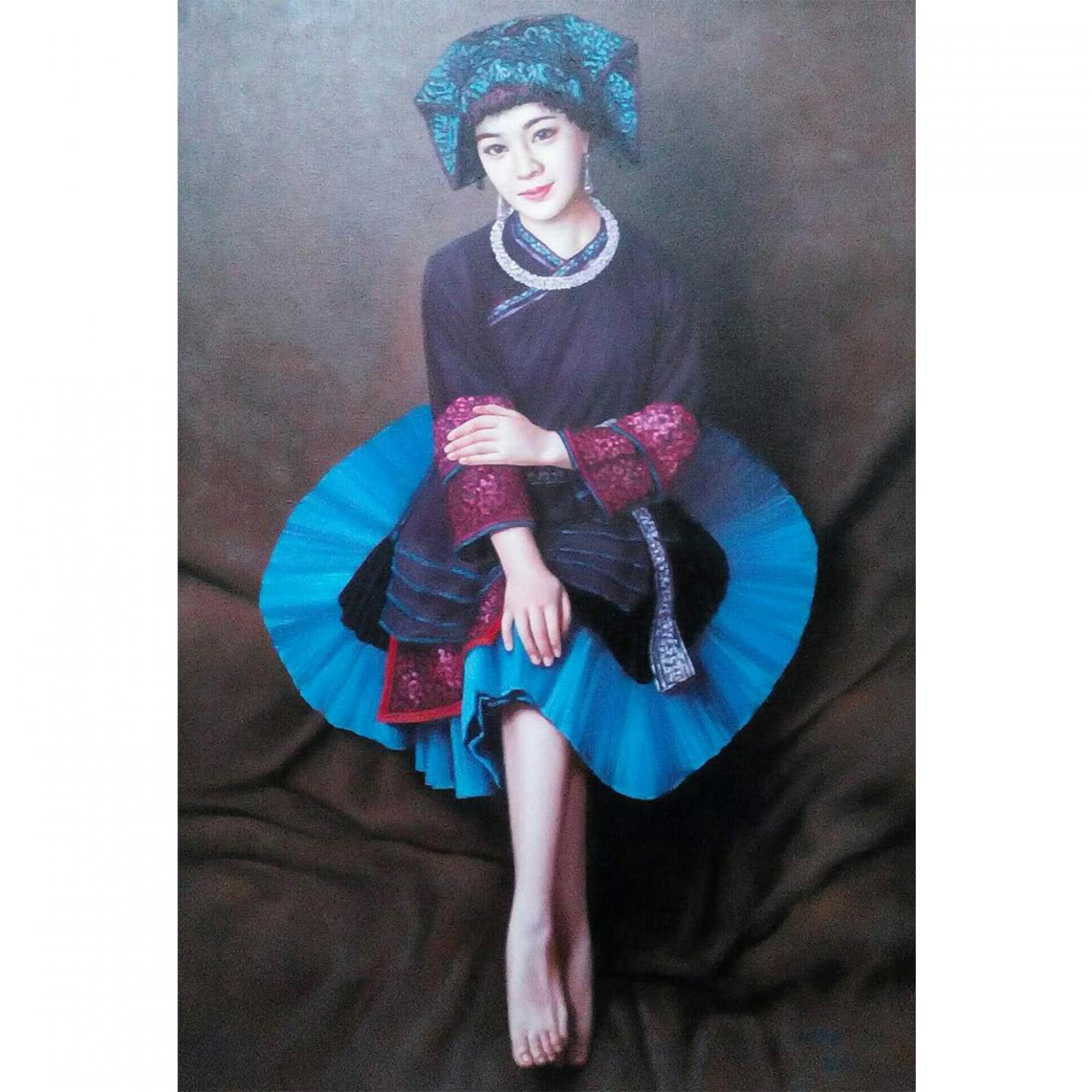 王冬寒油畫作品《【民族少女】作者王冬寒》