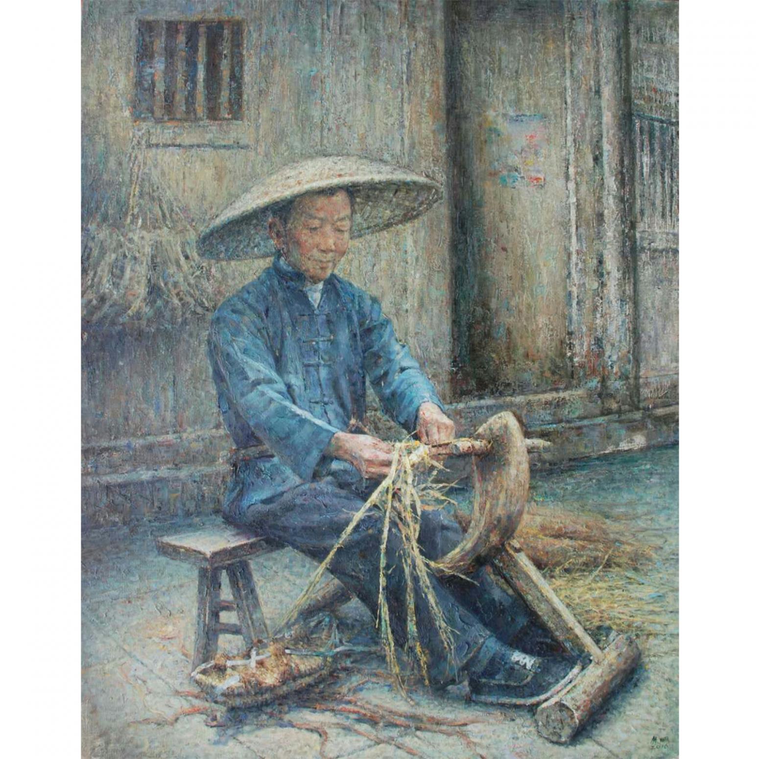 朱明油畫作品《【老人】作者朱明》