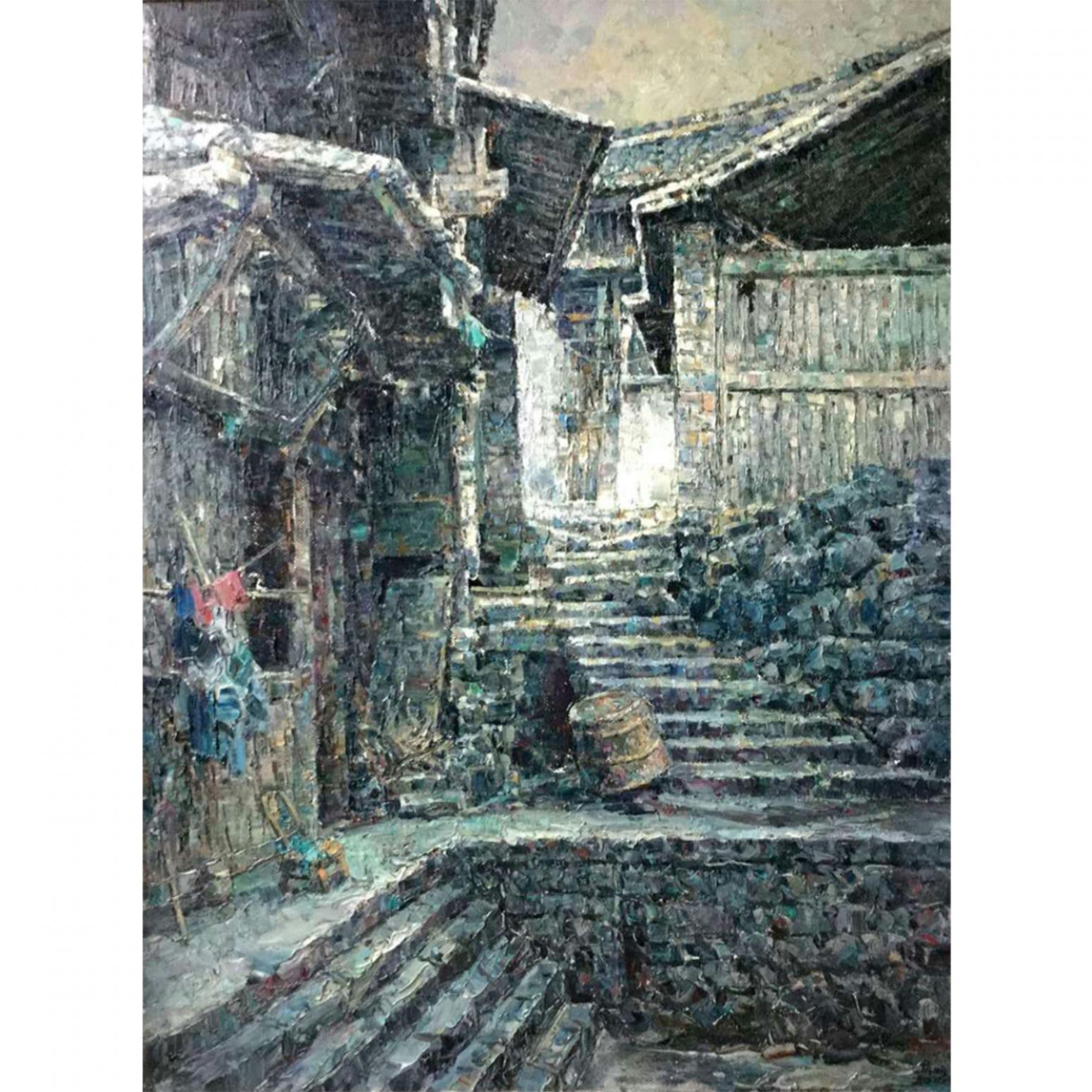 朱明油畫作品《【老家鄉(xiāng)】作者朱明》