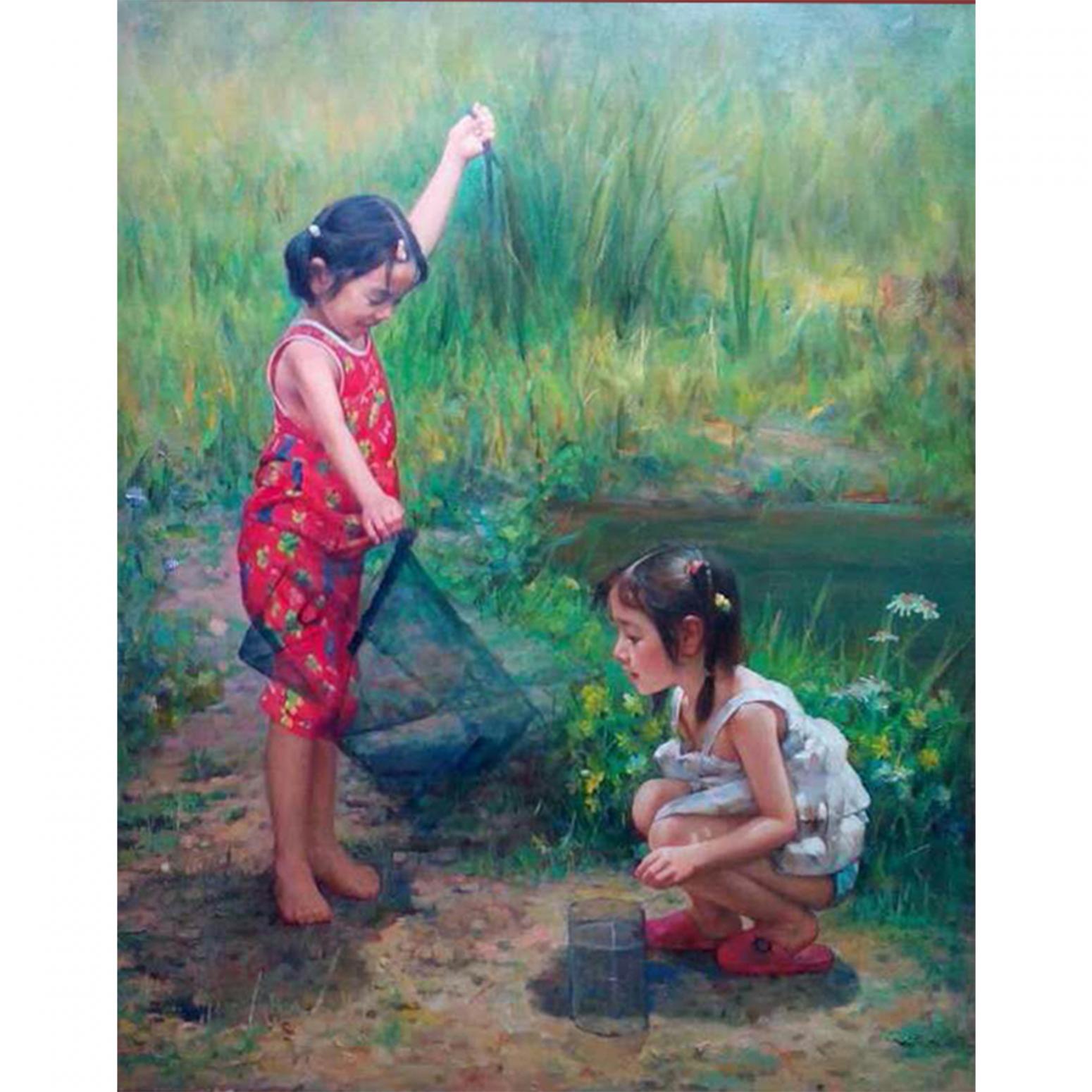 朱明油畫作品《【童年】作者朱明》
