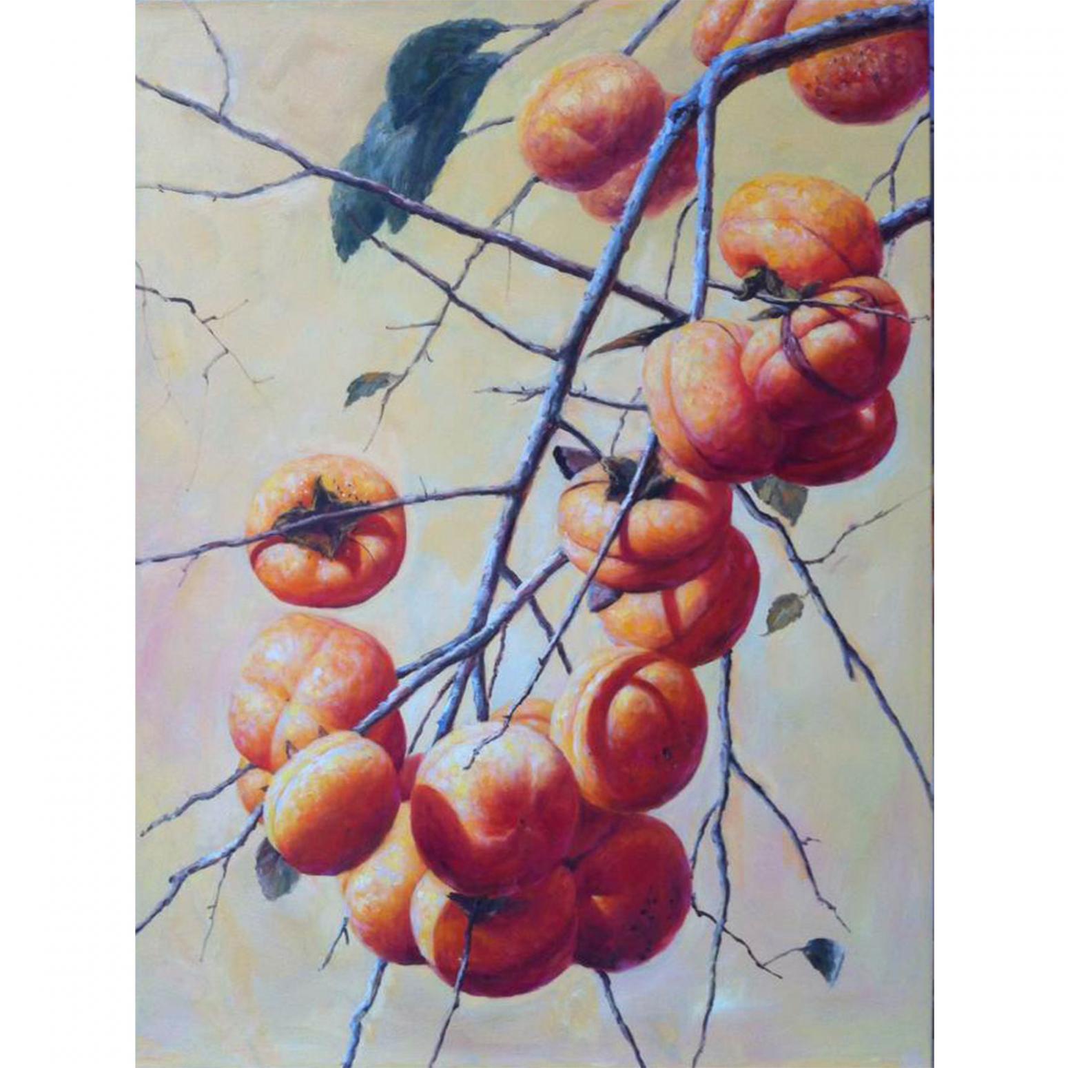凌振寧油畫作品《【柿子熟了】作者凌振寧》