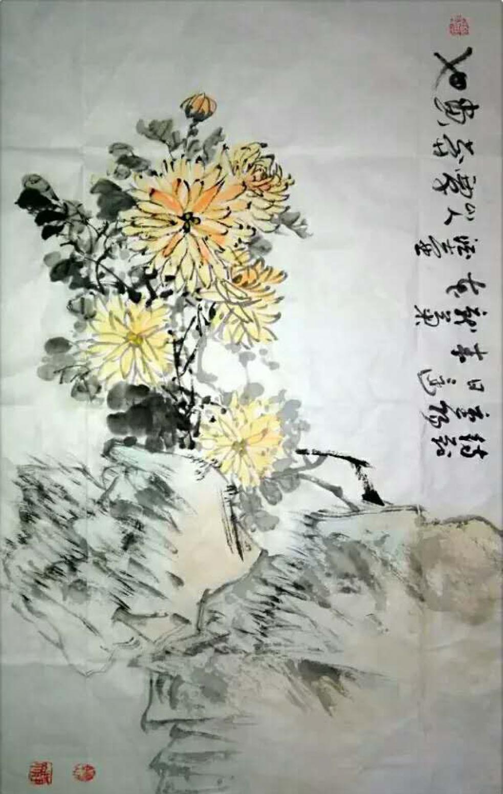 覃莽國畫作品《【當(dāng)菊】作者覃莽》【圖0】