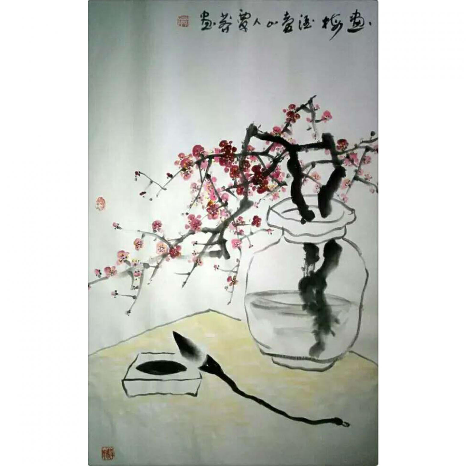 覃莽國畫作品《【畫梅】作者覃莽》