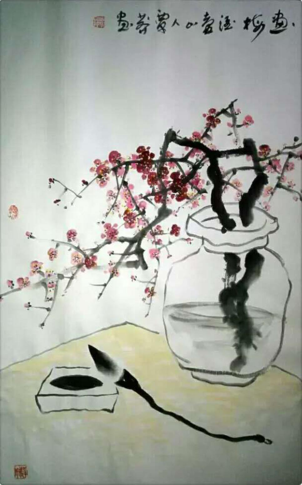 覃莽國畫作品《【畫梅】作者覃莽》【圖0】