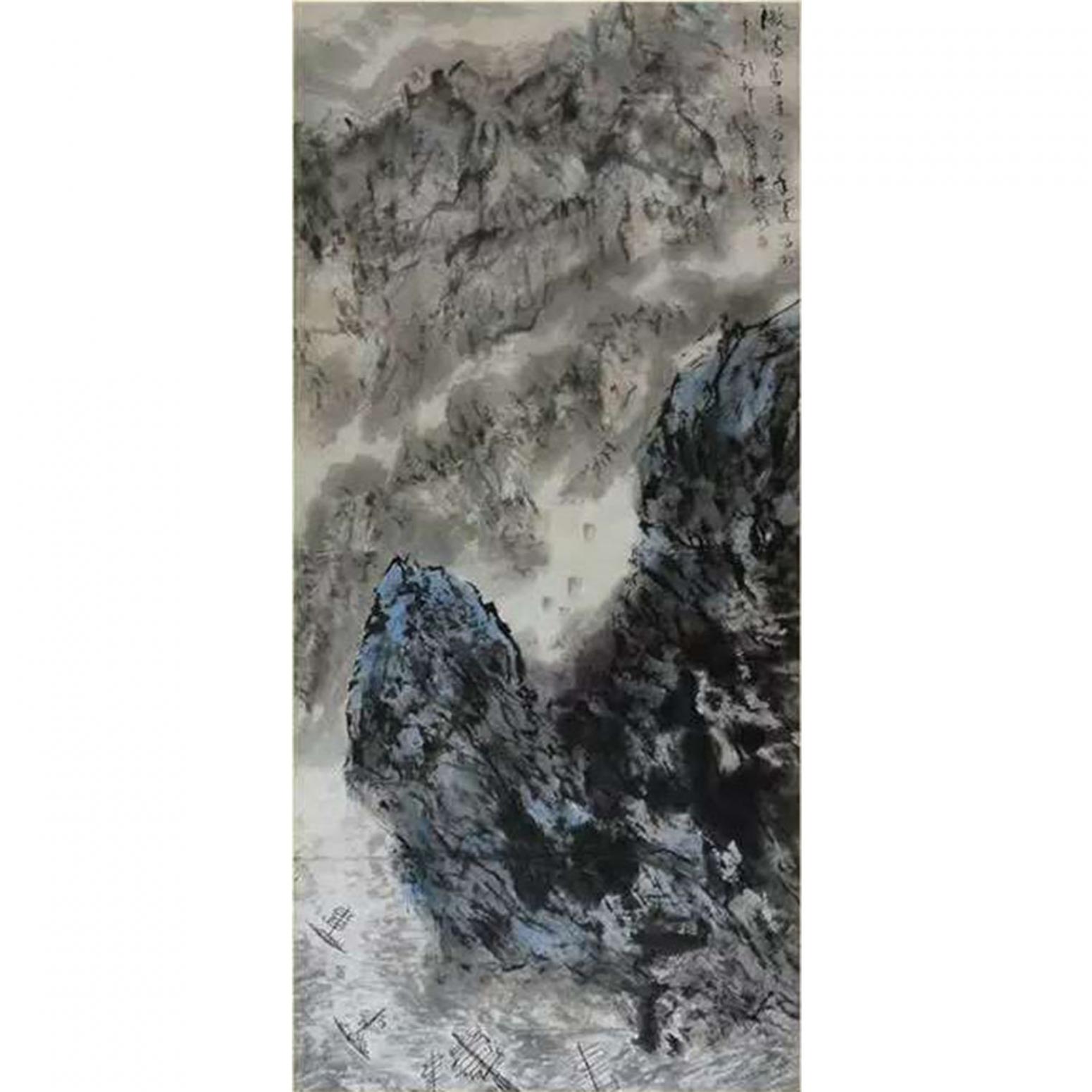 狄峰國畫作品《【千帆腳下過 綠水環(huán)江流】作者狄峰》