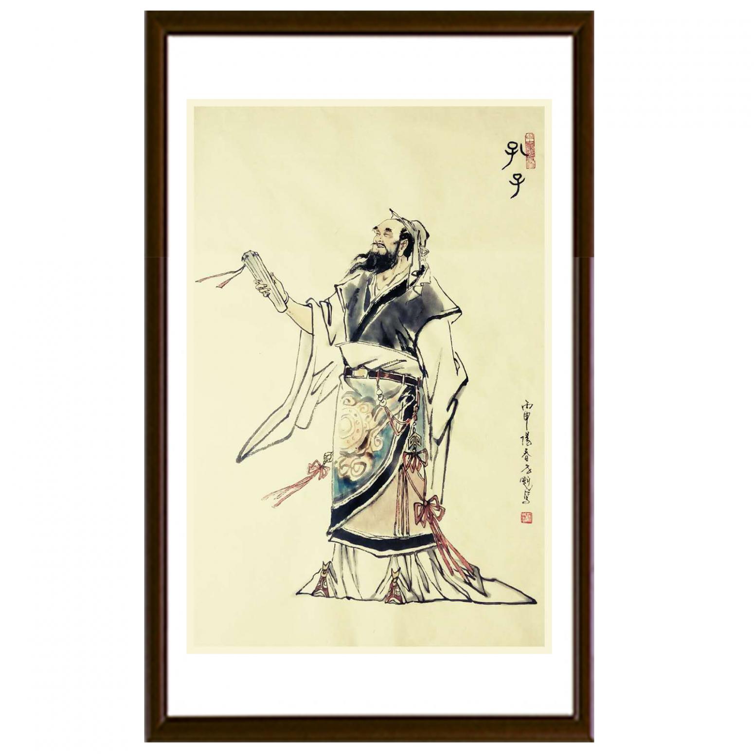 竇世魁國(guó)畫(huà)作品《人物畫(huà)-孔子》【圖2】