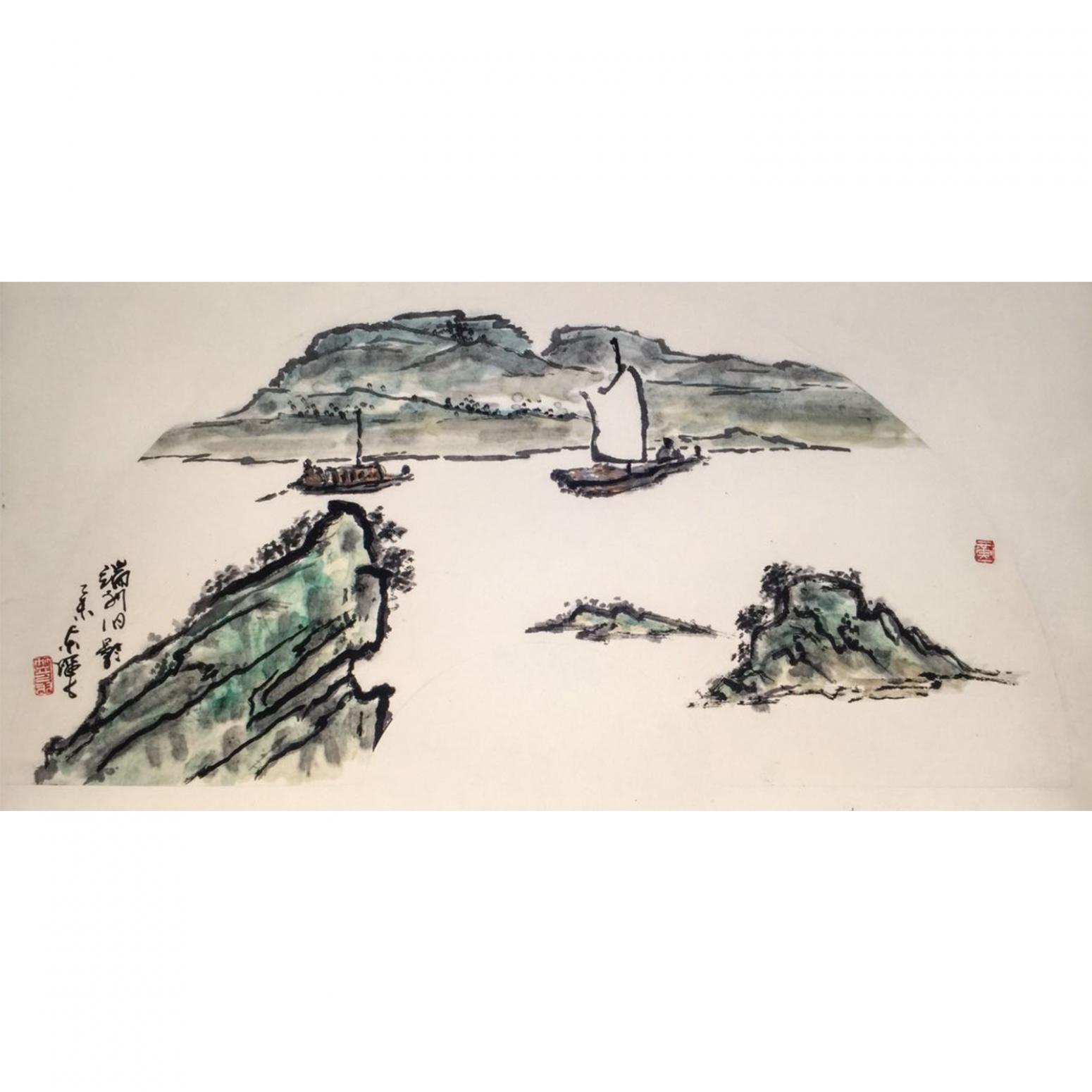 黃東輝國(guó)畫(huà)作品《【云帆起】作者黃東輝》