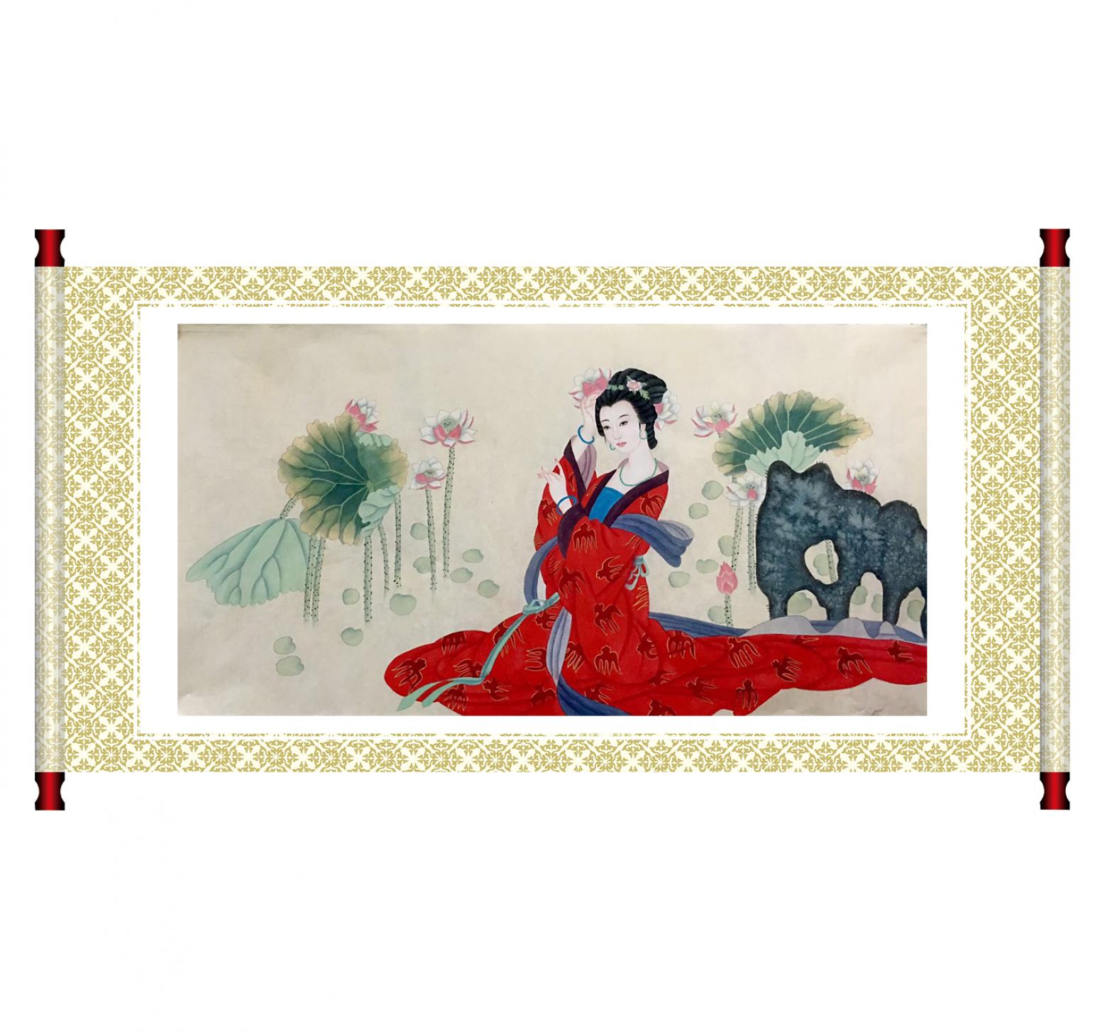 姜進清國畫作品《【戴花】作者姜進清》【圖1】