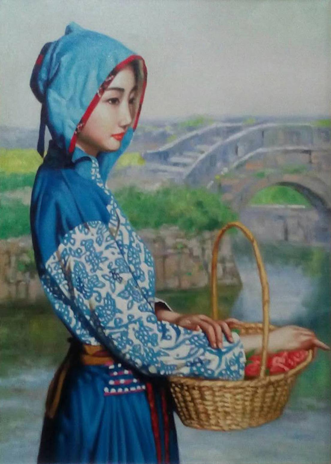 王冬寒油畫作品《【農女】作者王冬寒》