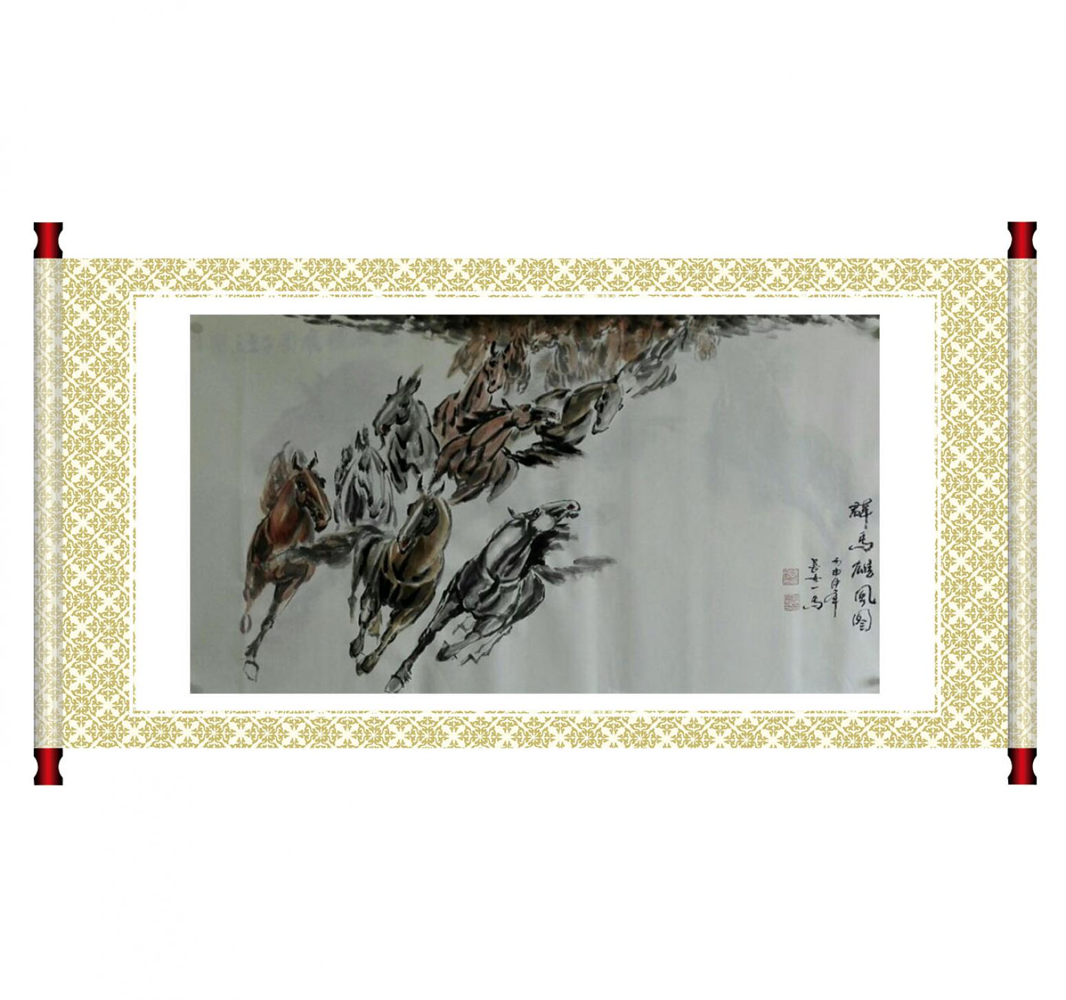 邵西安國畫作品《【群馬雄風(fēng)圖】作者邵西安》【圖1】