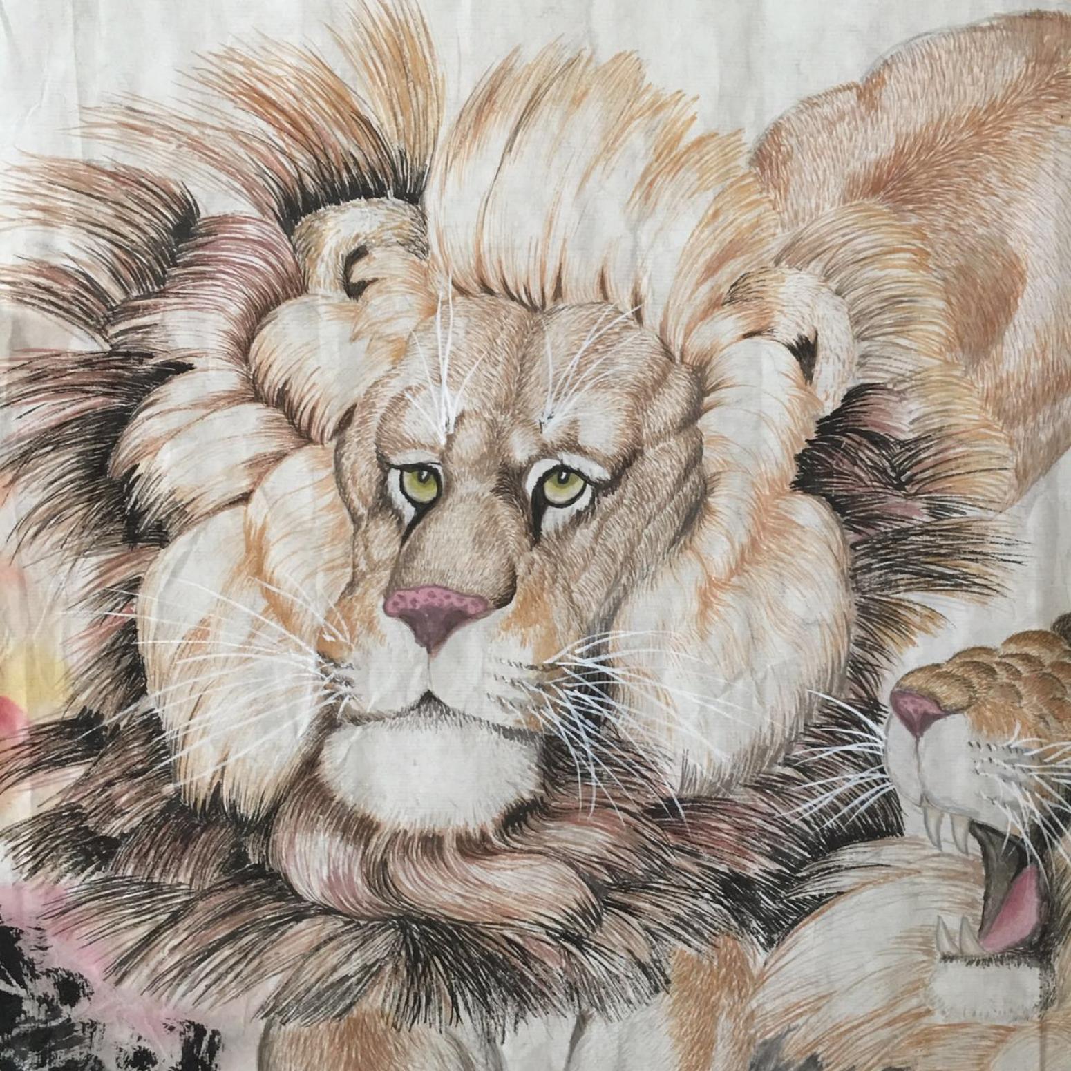 祝漢山國畫作品《【獅子頭】作者祝漢山》【圖0】