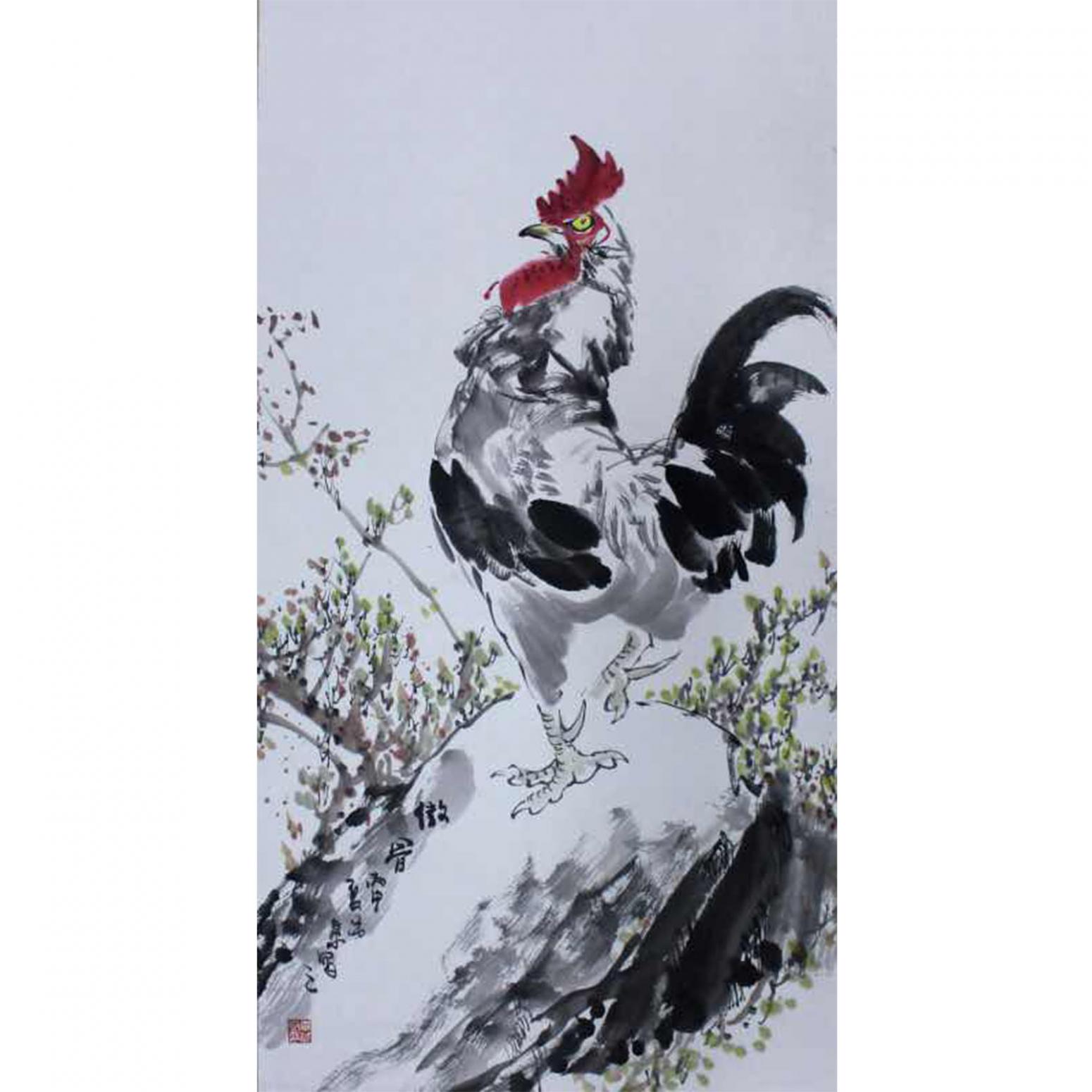 李沛泰國(guó)畫(huà)作品《【金雞1】作者李沛泰》