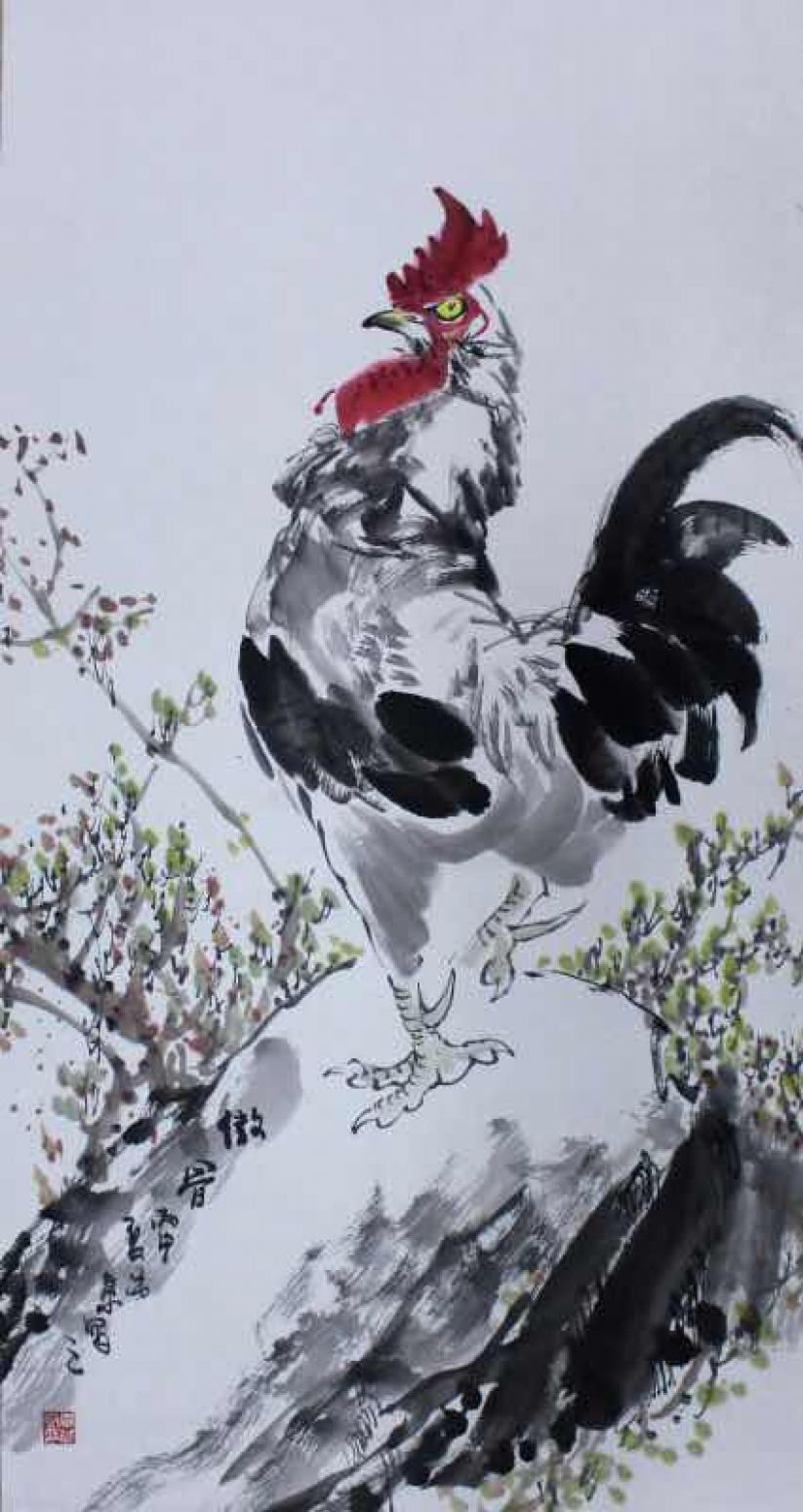 李沛泰國(guó)畫(huà)作品《【金雞1】作者李沛泰》【圖0】