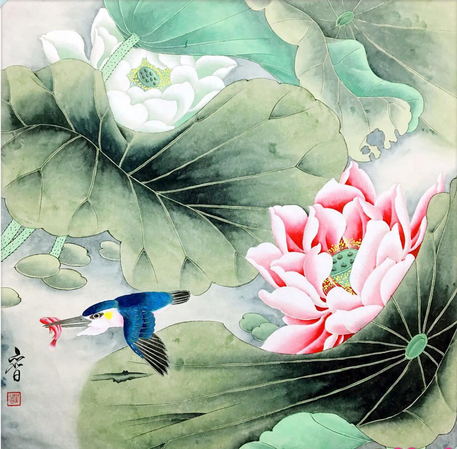 田奕智國畫作品《【捕魚穿蓮過】作者田奕智》【圖0】