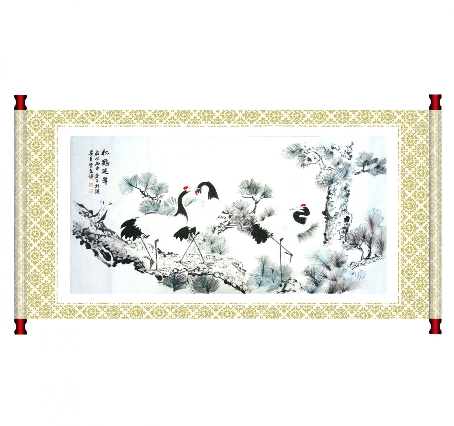 李牧國(guó)畫作品《【松鶴延年】作者李牧》【圖1】