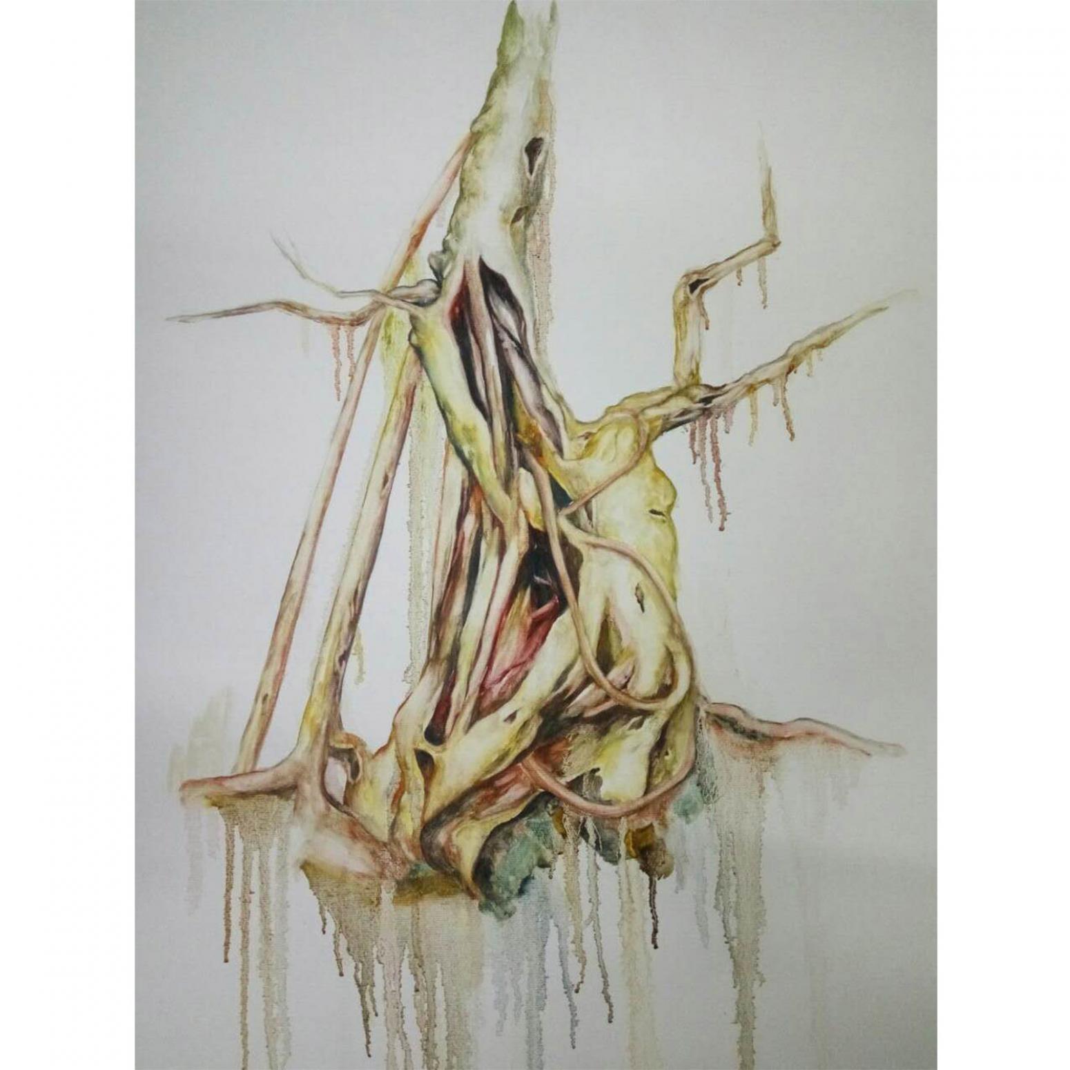 蘭笑鳳油畫作品《【樹洞】作者蘭笑鳳》