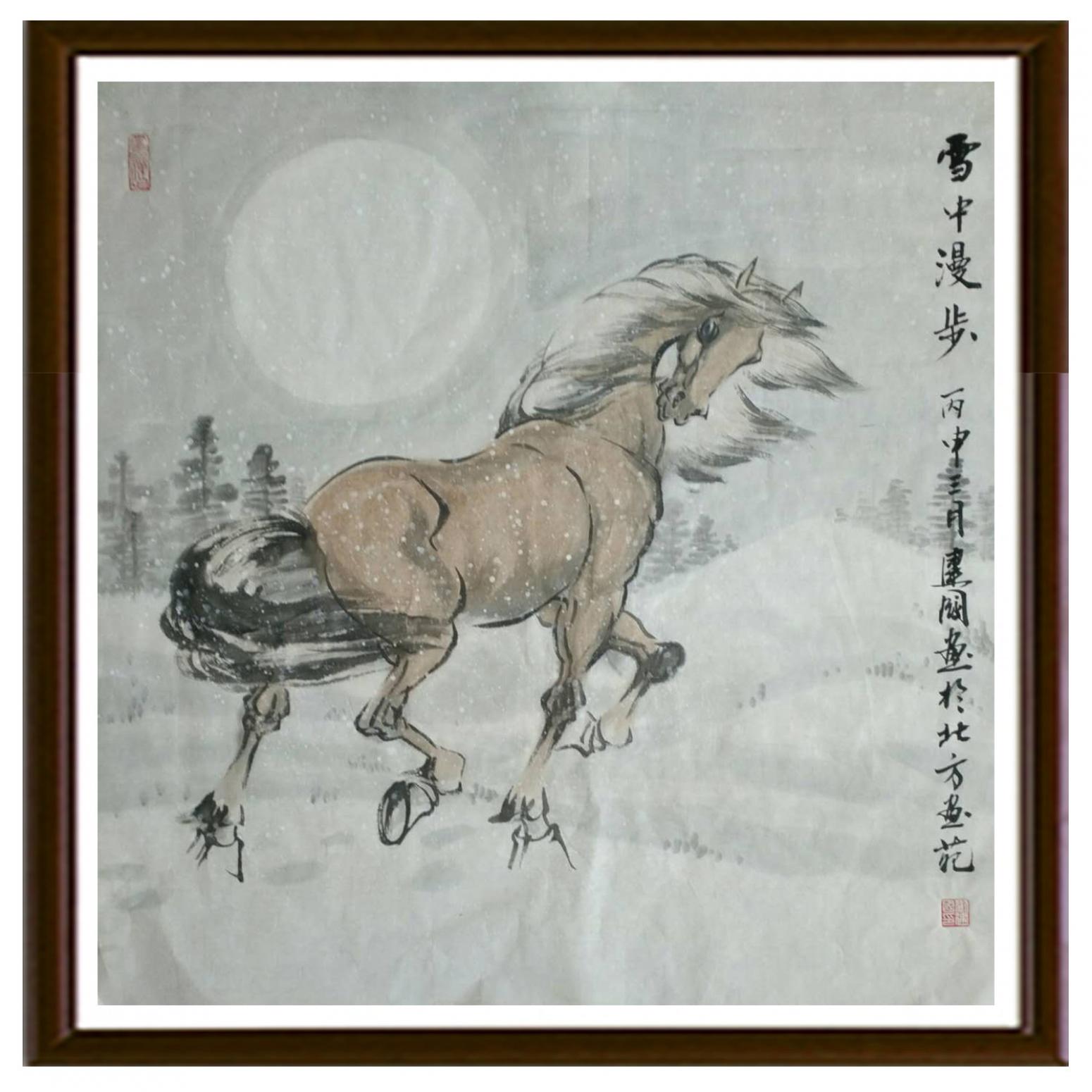 劉建國(guó)國(guó)畫(huà)作品《【雪中漫步】作者劉建國(guó)》【圖2】