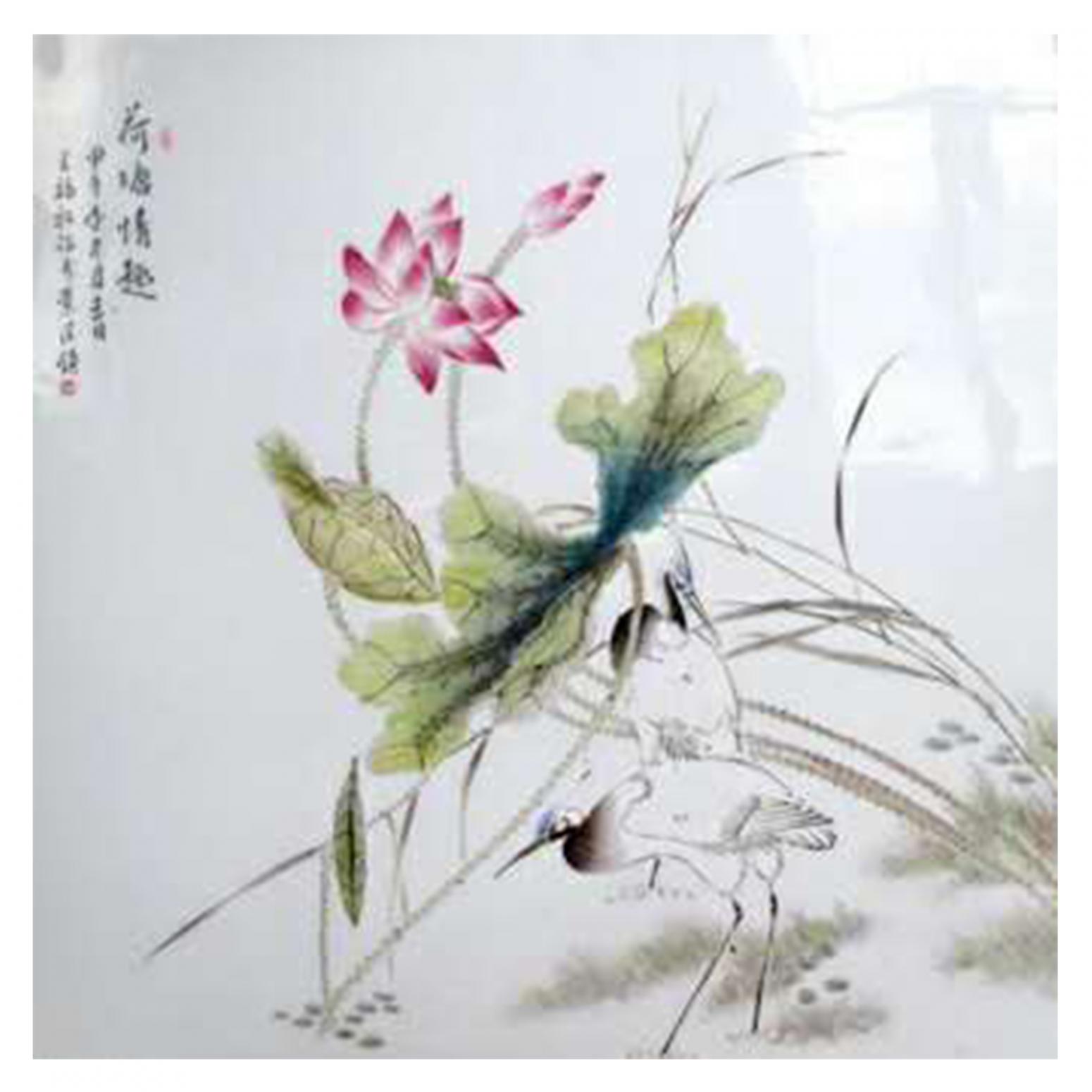 王福秋國(guó)畫作品《【荷塘情趣】作者王福秋》