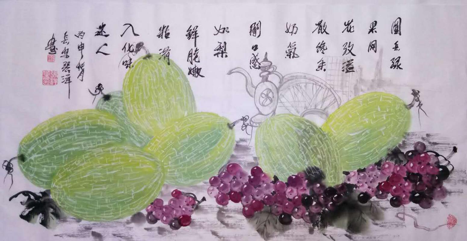 張洋國(guó)畫作品《【哈密甜瓜】作者張洋》【圖0】