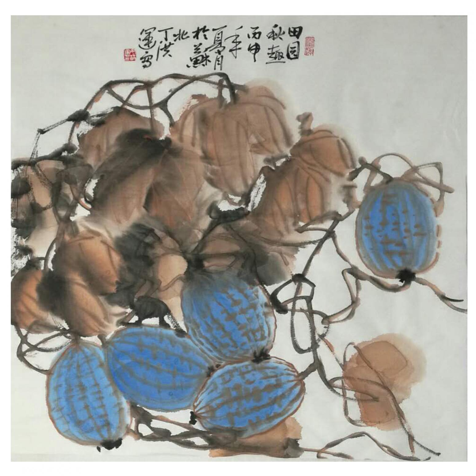 丁洪運(yùn)國(guó)畫(huà)作品《【田園秋趣】作者丁洪運(yùn)》