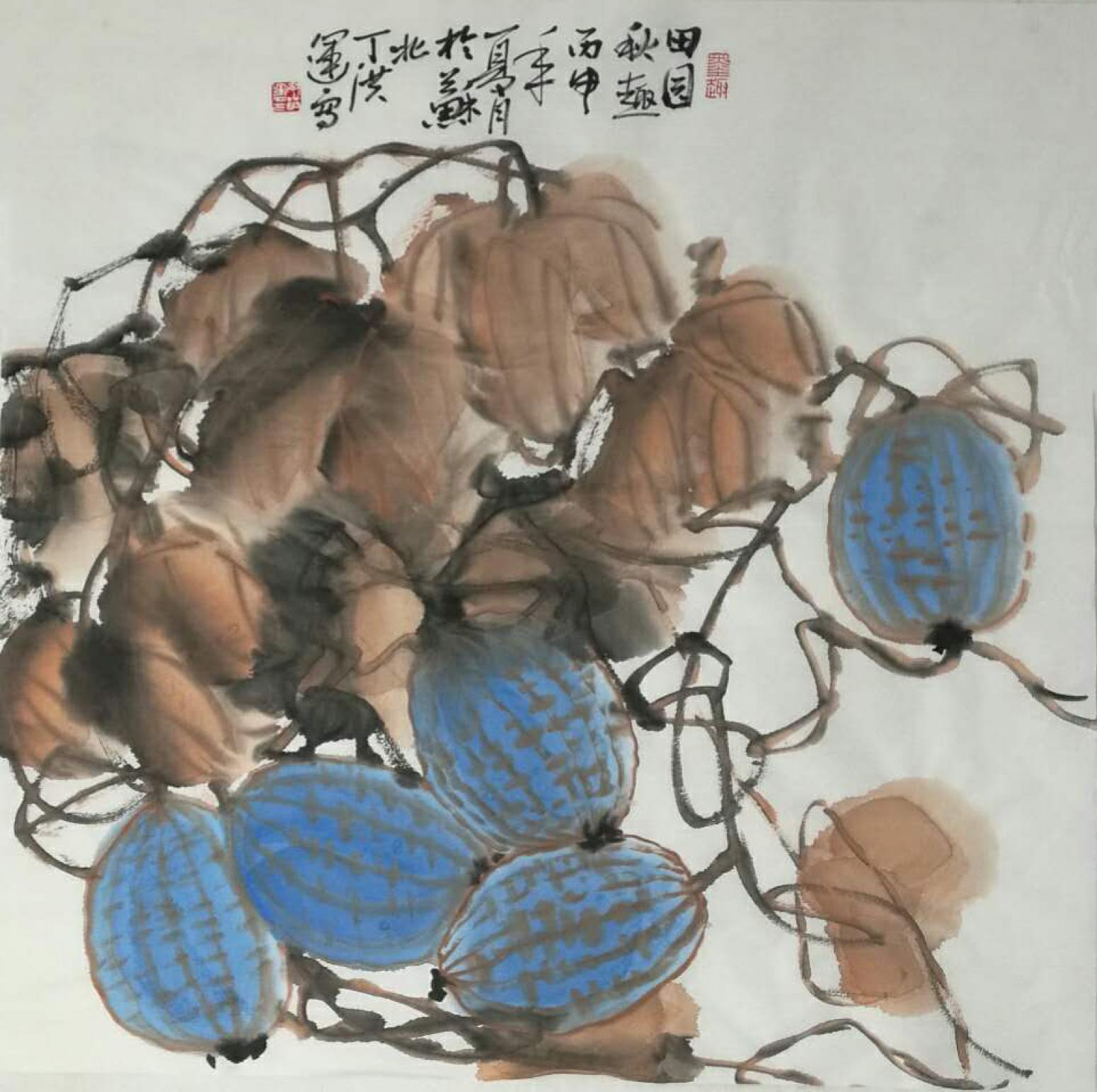 丁洪運(yùn)國(guó)畫(huà)作品《【田園秋趣】作者丁洪運(yùn)》【圖0】