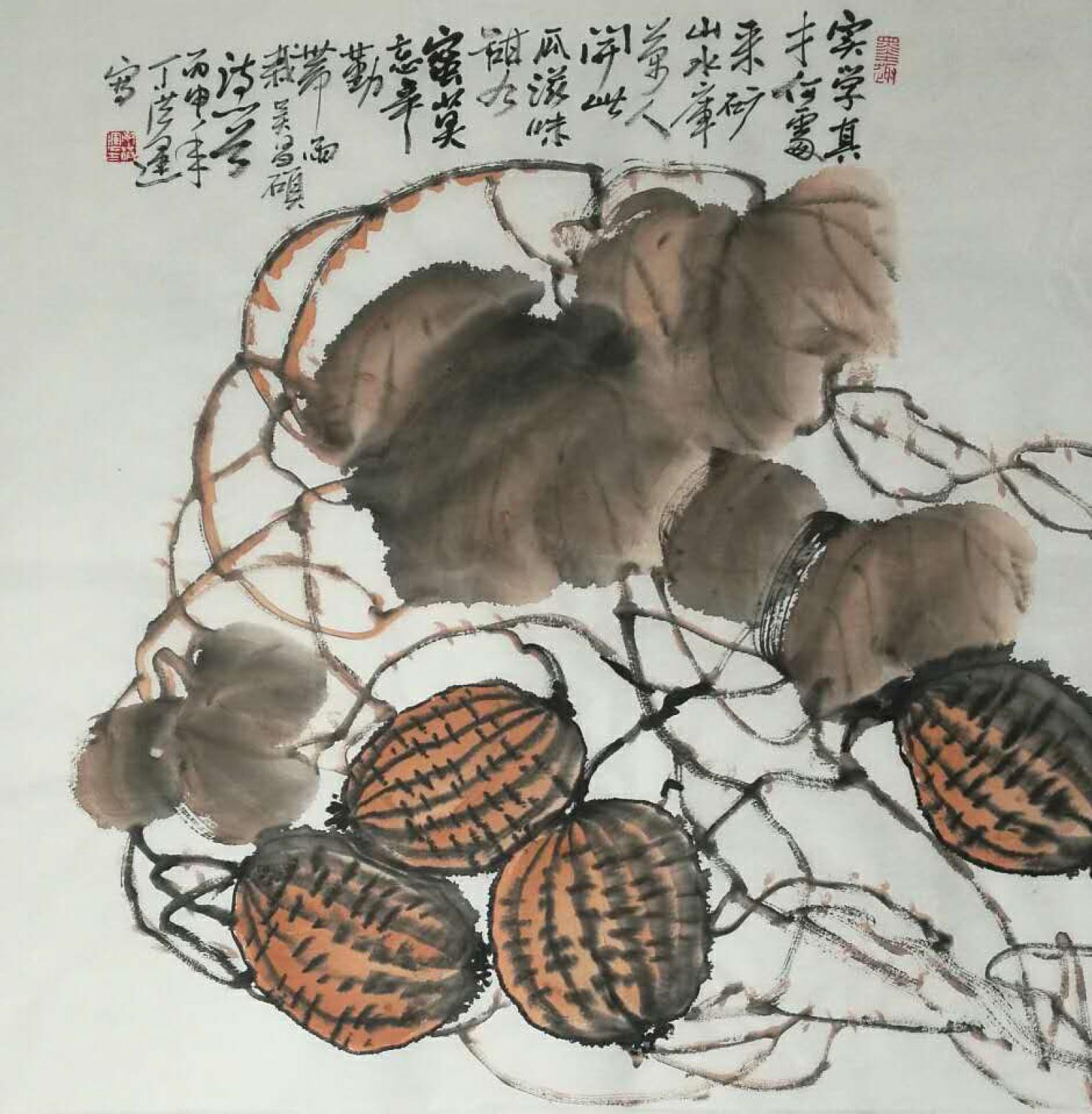 丁洪運(yùn)國畫作品《【瓜熟蒂落】作者丁洪運(yùn)》【圖0】