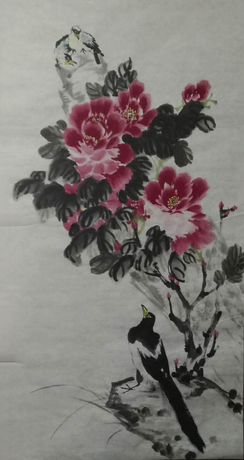 李麗芳國畫作品《【昂望花朵】作者李麗芳》【圖0】